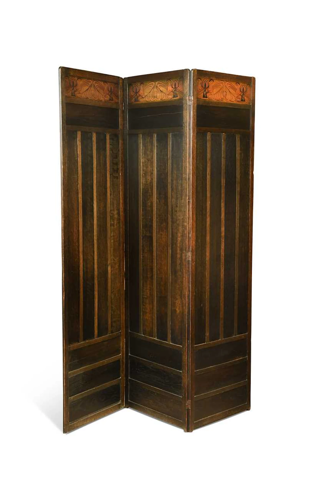 In the manner of Liberty & Co., an Arts & Crafts oak and ash three