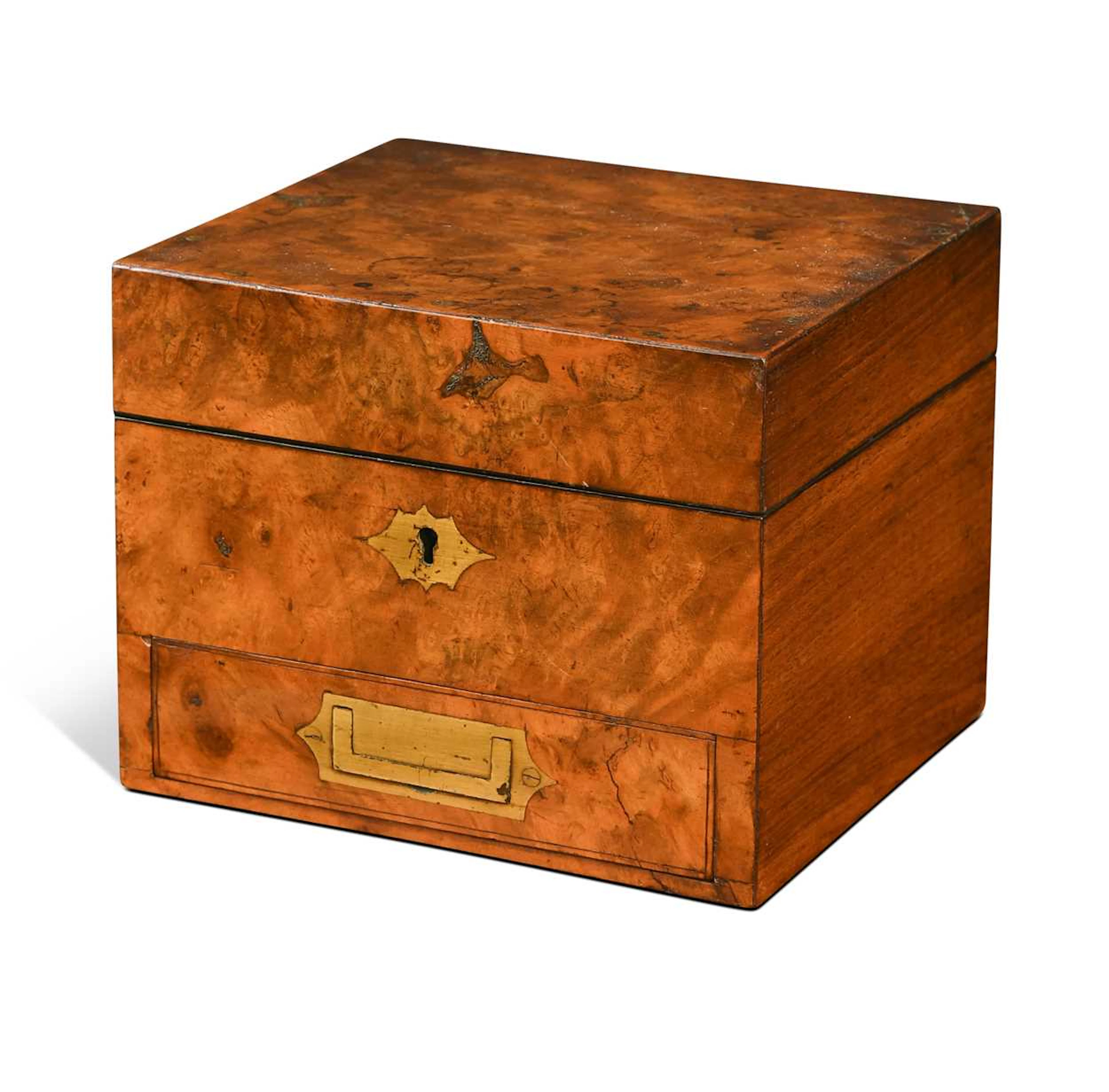 A Victorian walnut apothecary box