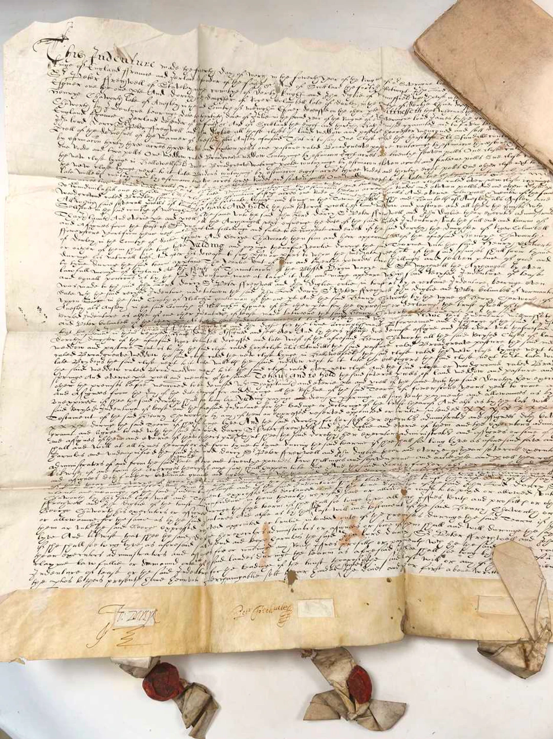 Parchment lease assignment document, 1607.