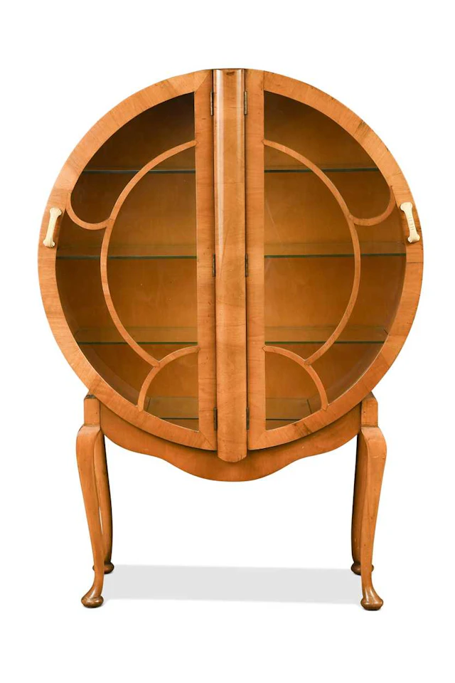 An Art Deco walnut display cabinet
