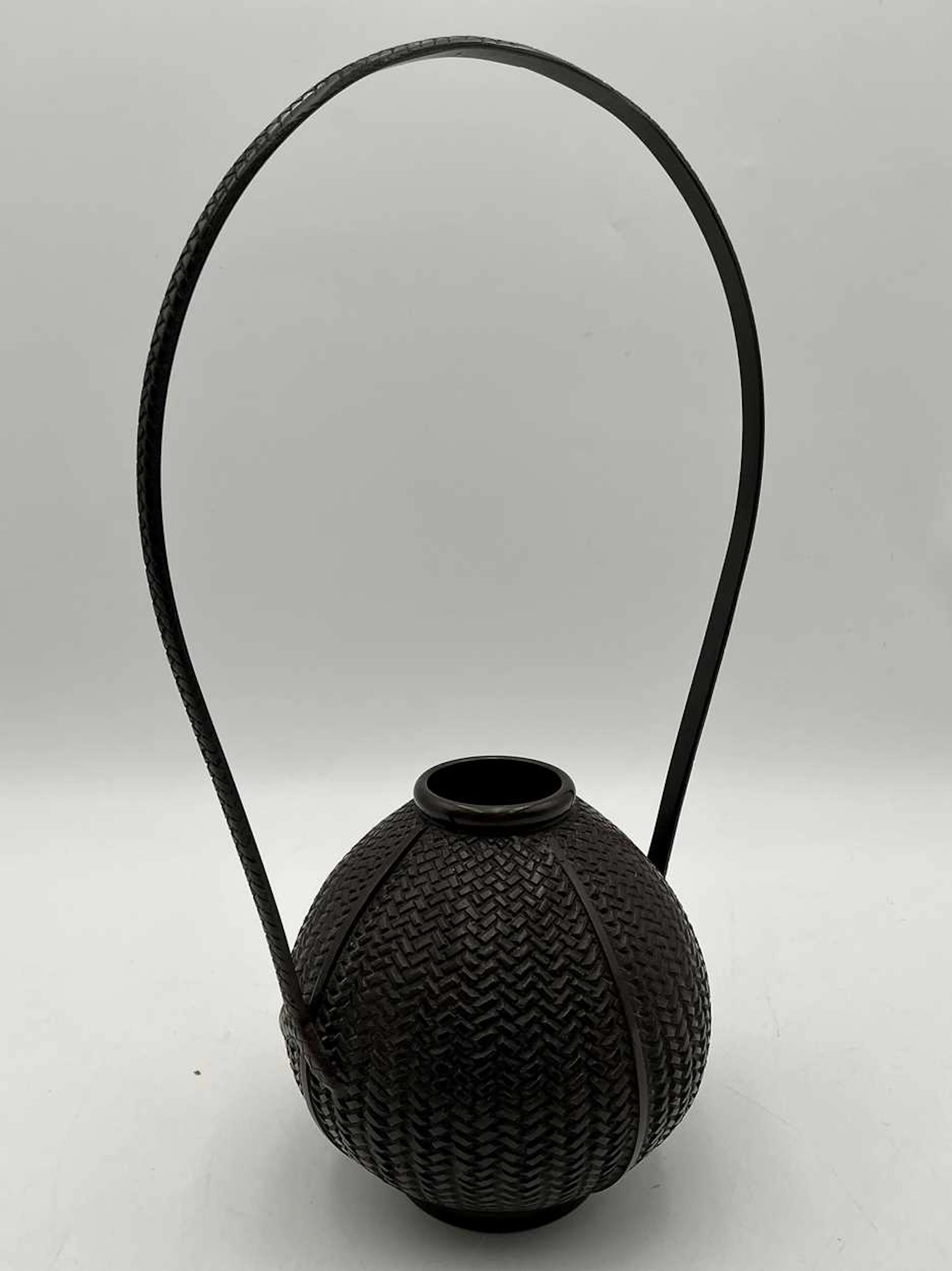 A bronze Ikebana basket, 20th century