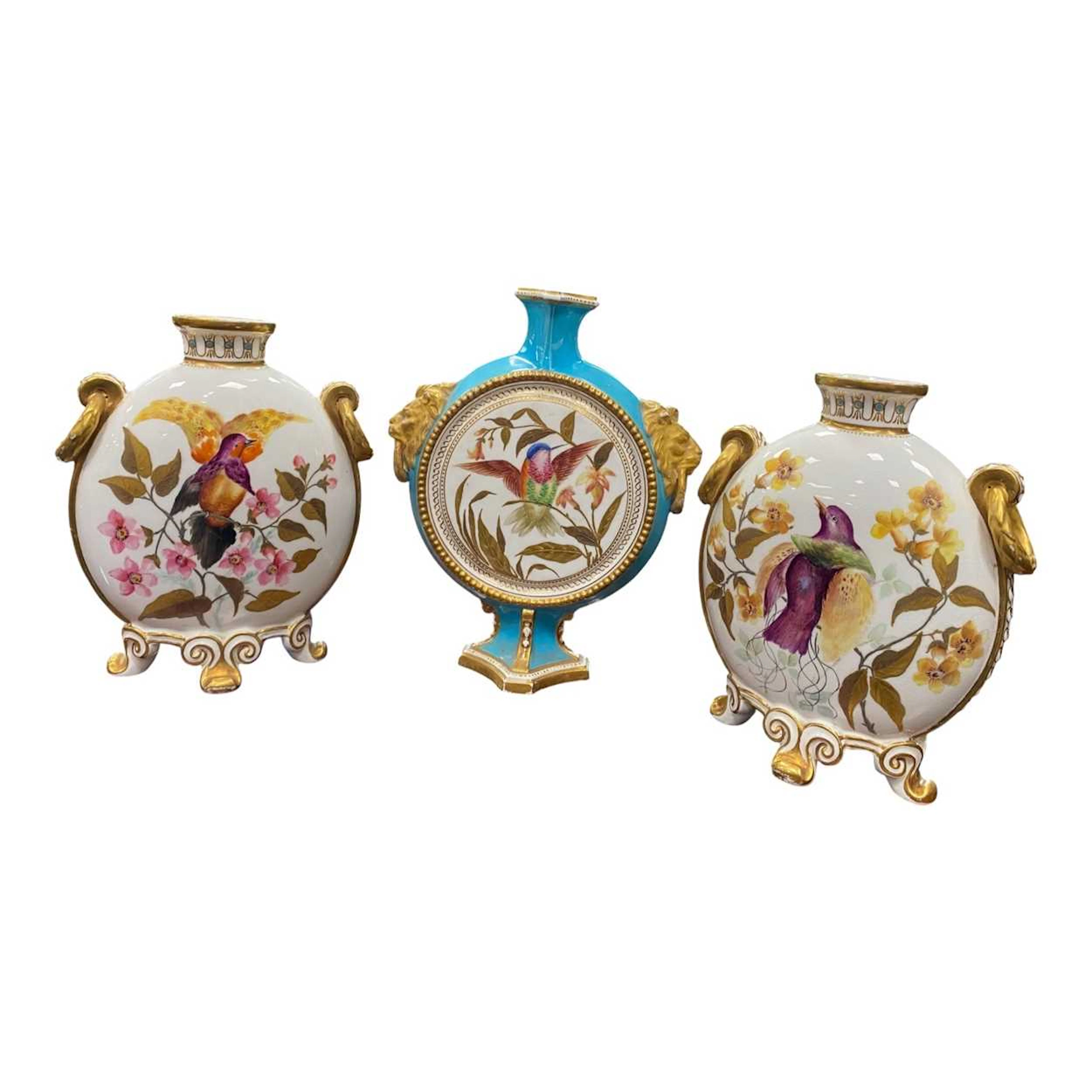 A pair of English Royal Crown Derby porcelain moonshape...