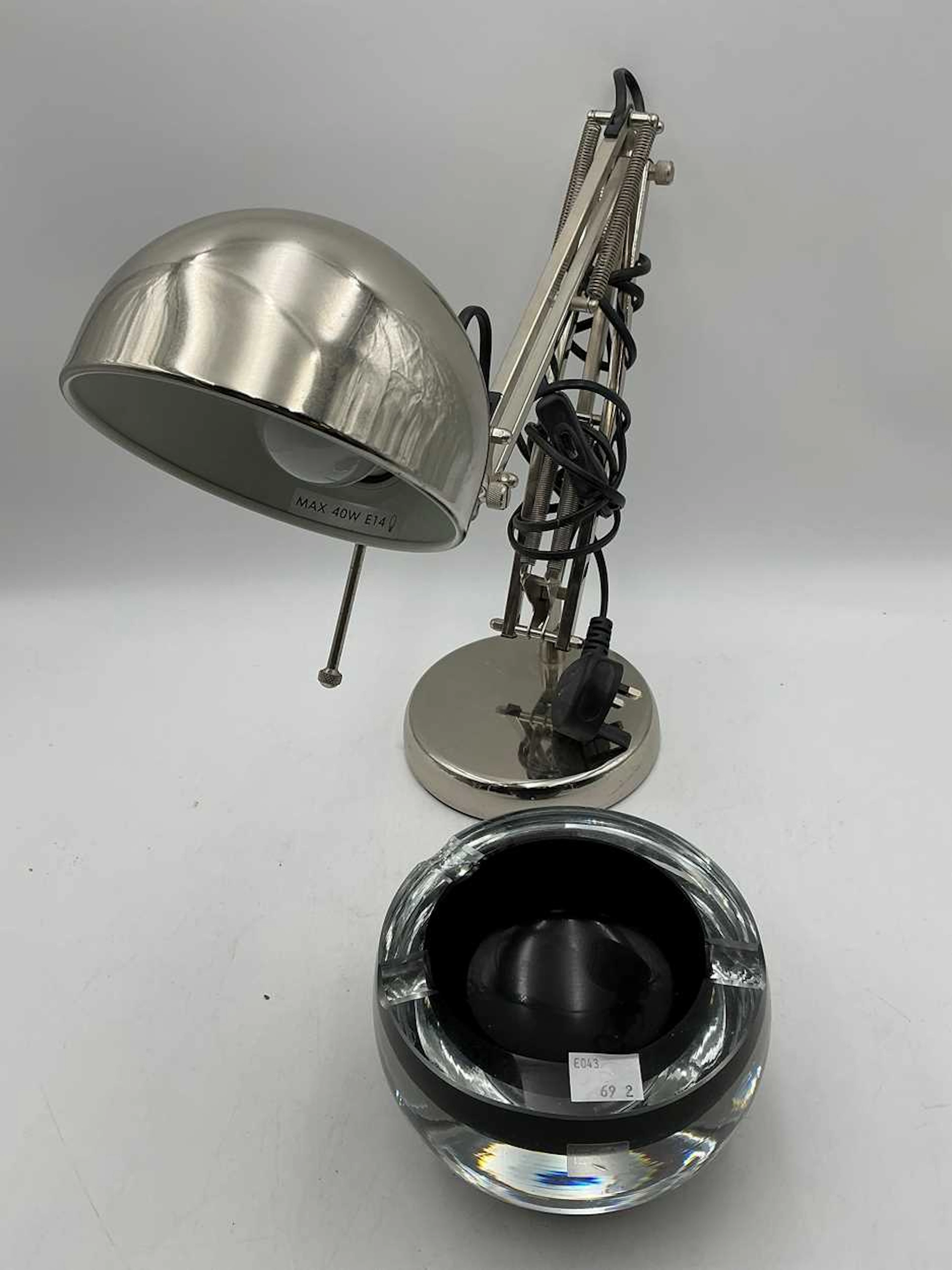 White metal angled desk lamp