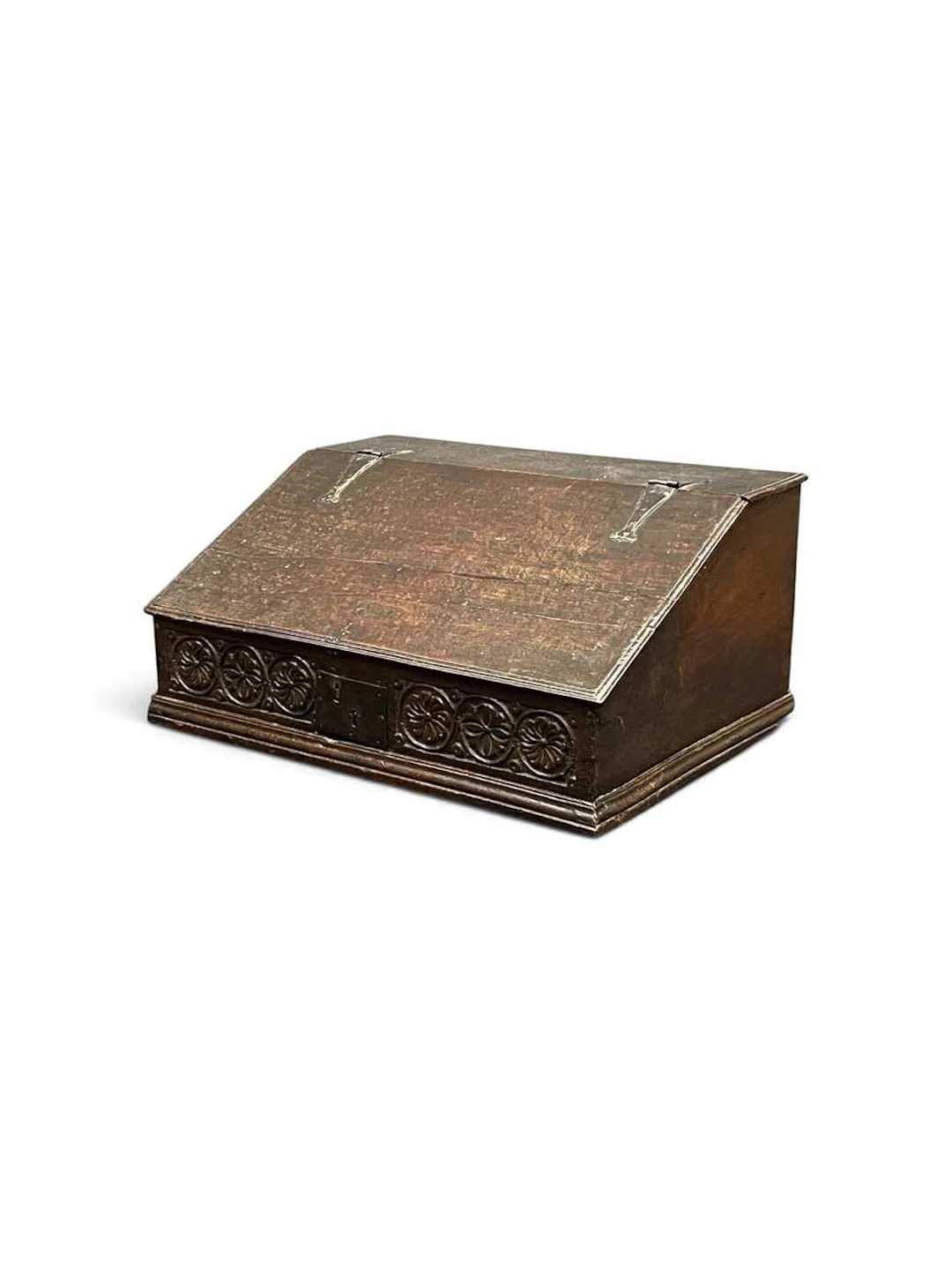 A carved oak bible box