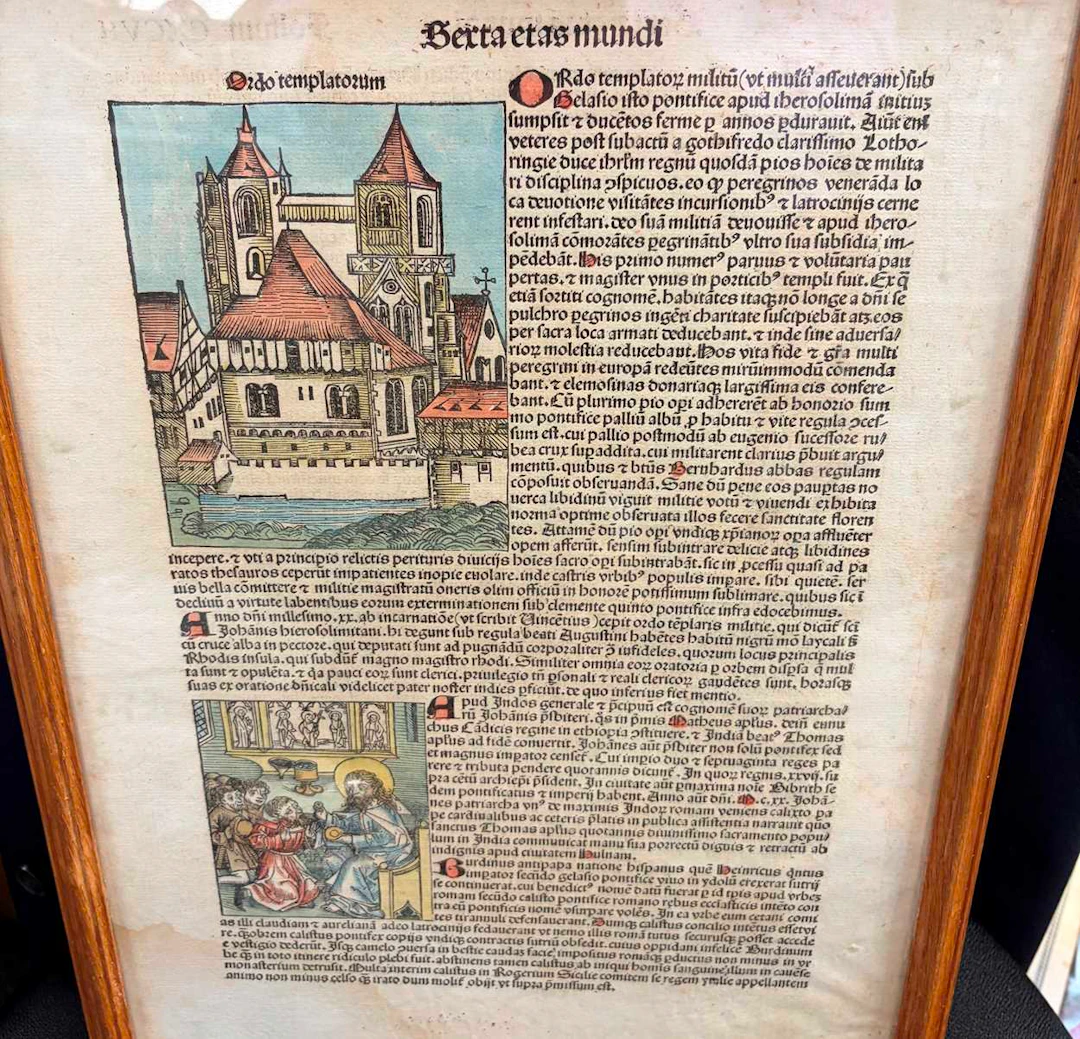 KOBERGER (Anton) A Nuremberg Chronicle printed incunable leaf 1493