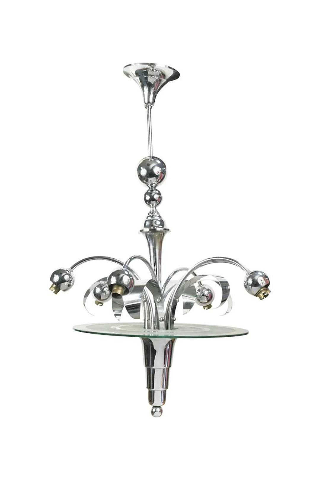 A mid-century chrome six-light pendant light