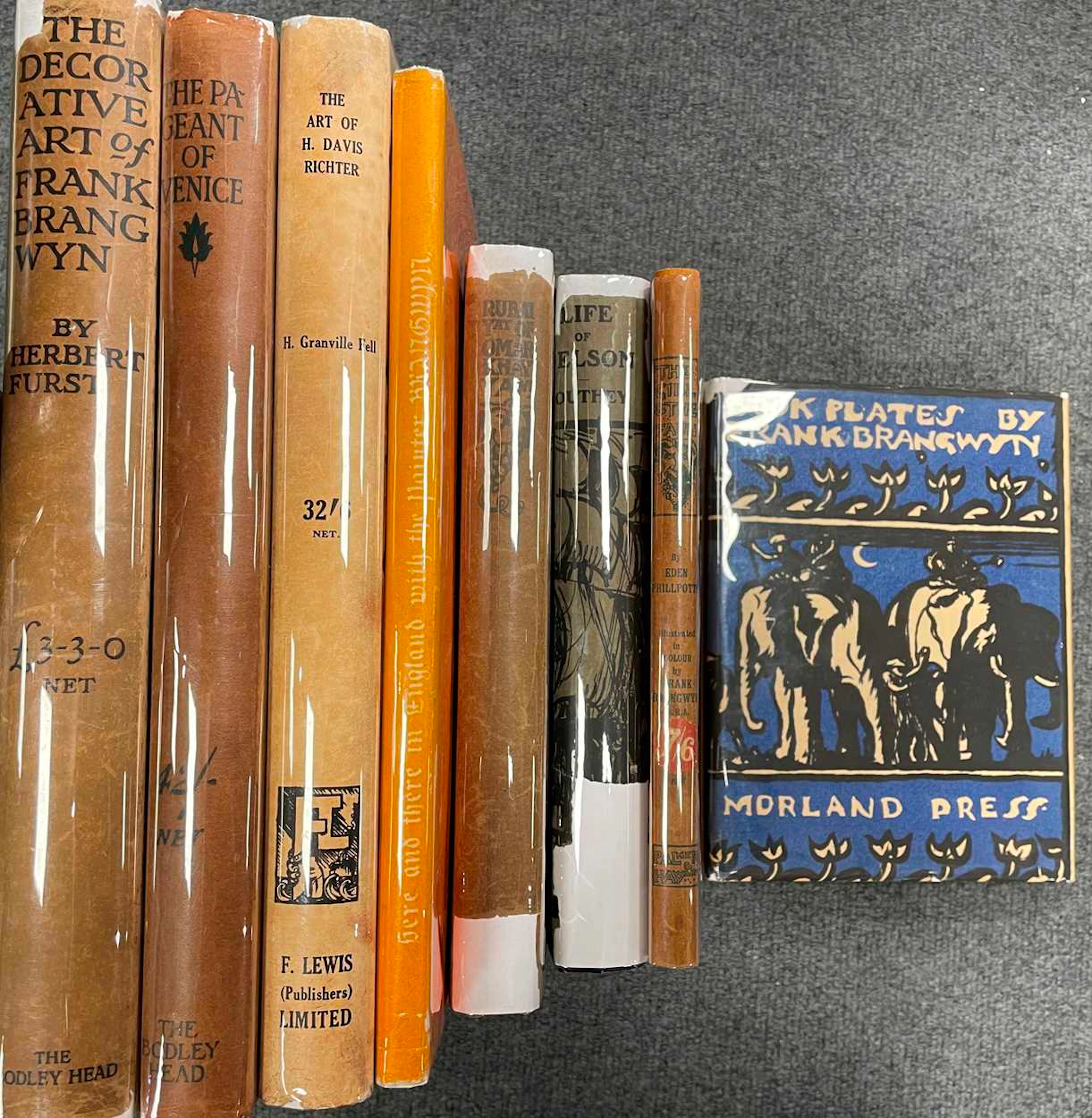 BRANGWYN (Frank) collection of 9 titles in dust jackets.