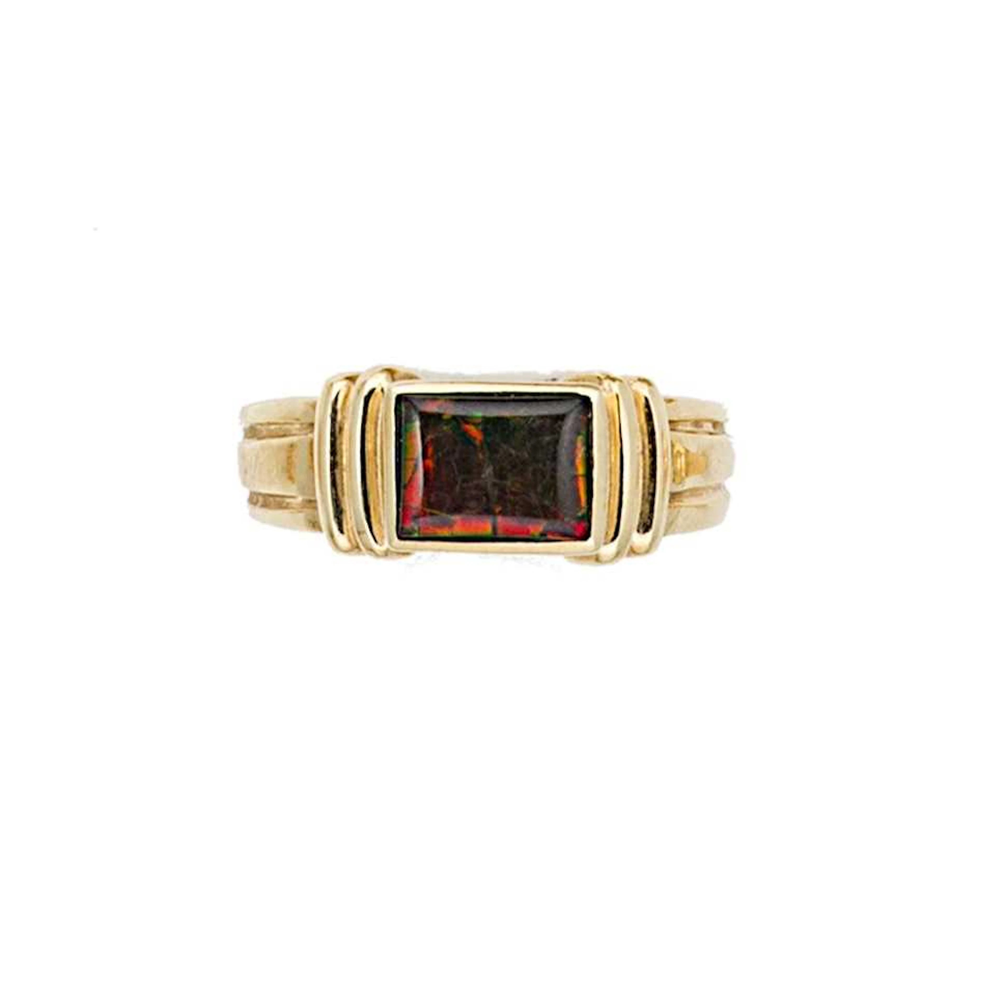A 14ct gold ammolite doublet dress ring