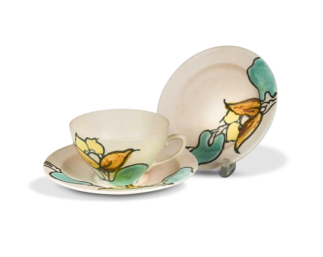 Susie Cooper at Wood & Sons, a slip decorated floral trio, pattern