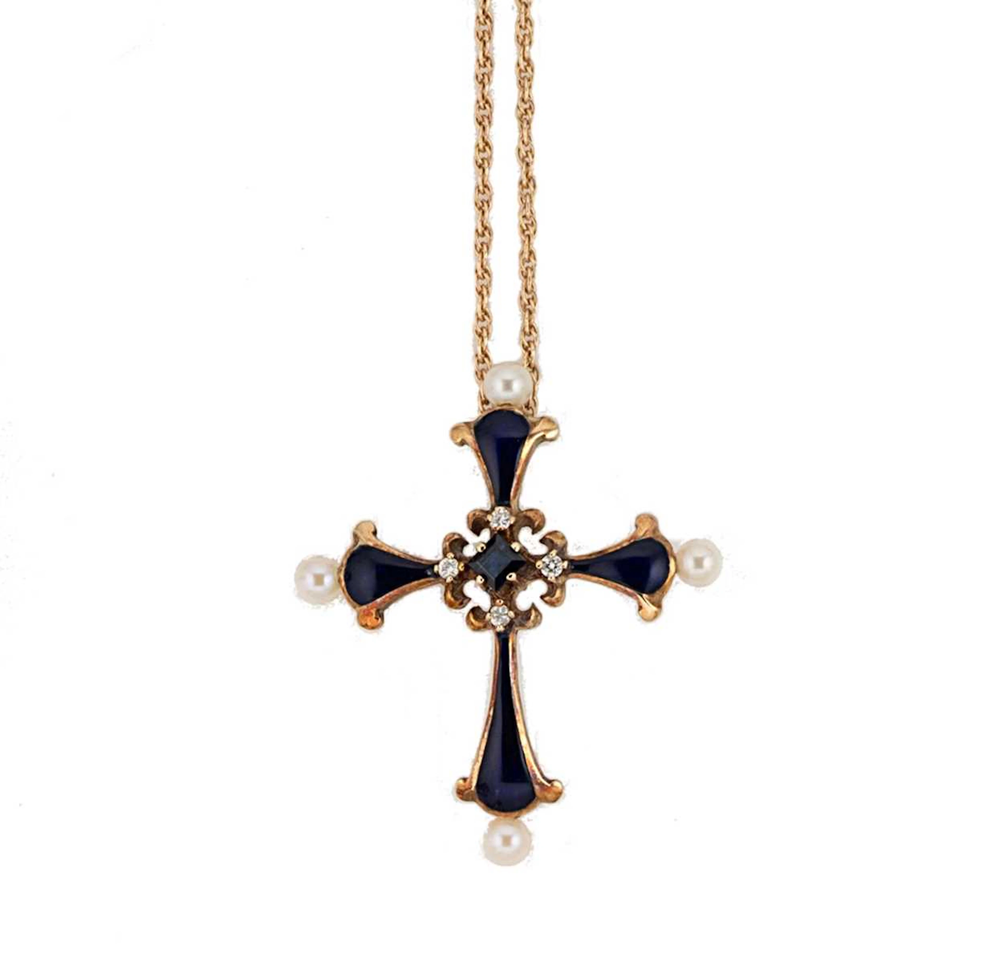 Igor Carl Fabergé for Franklin Mint - A midnight cross pendant
