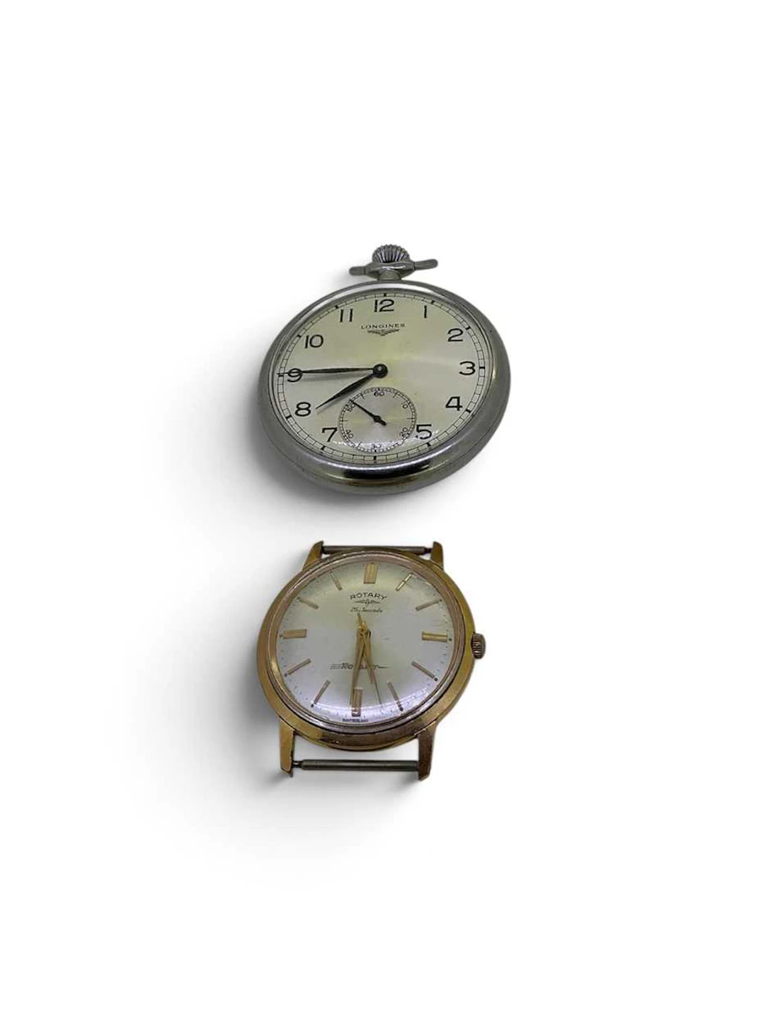 An open faced Longines pocket watch