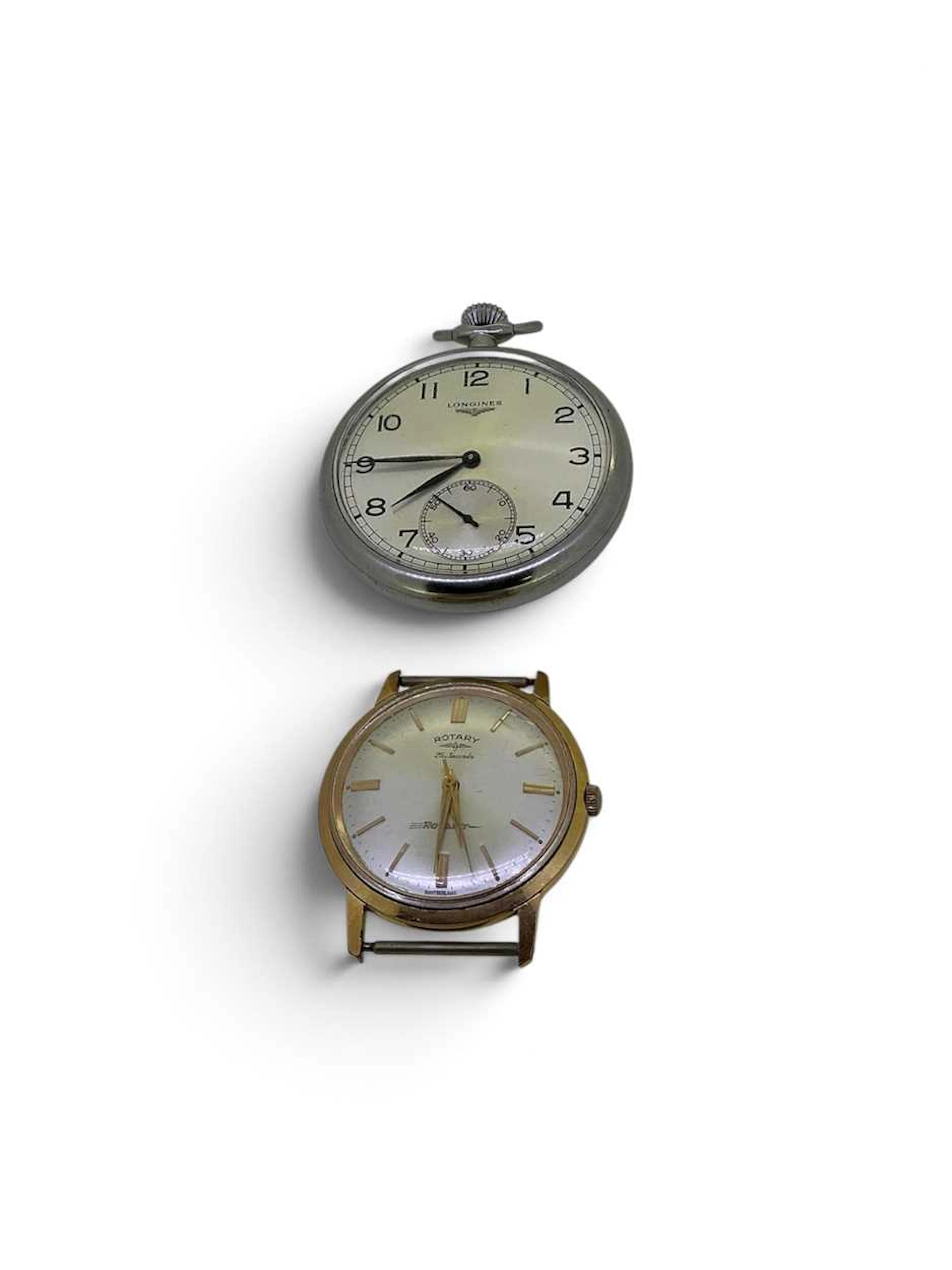 An open faced Longines pocket watch