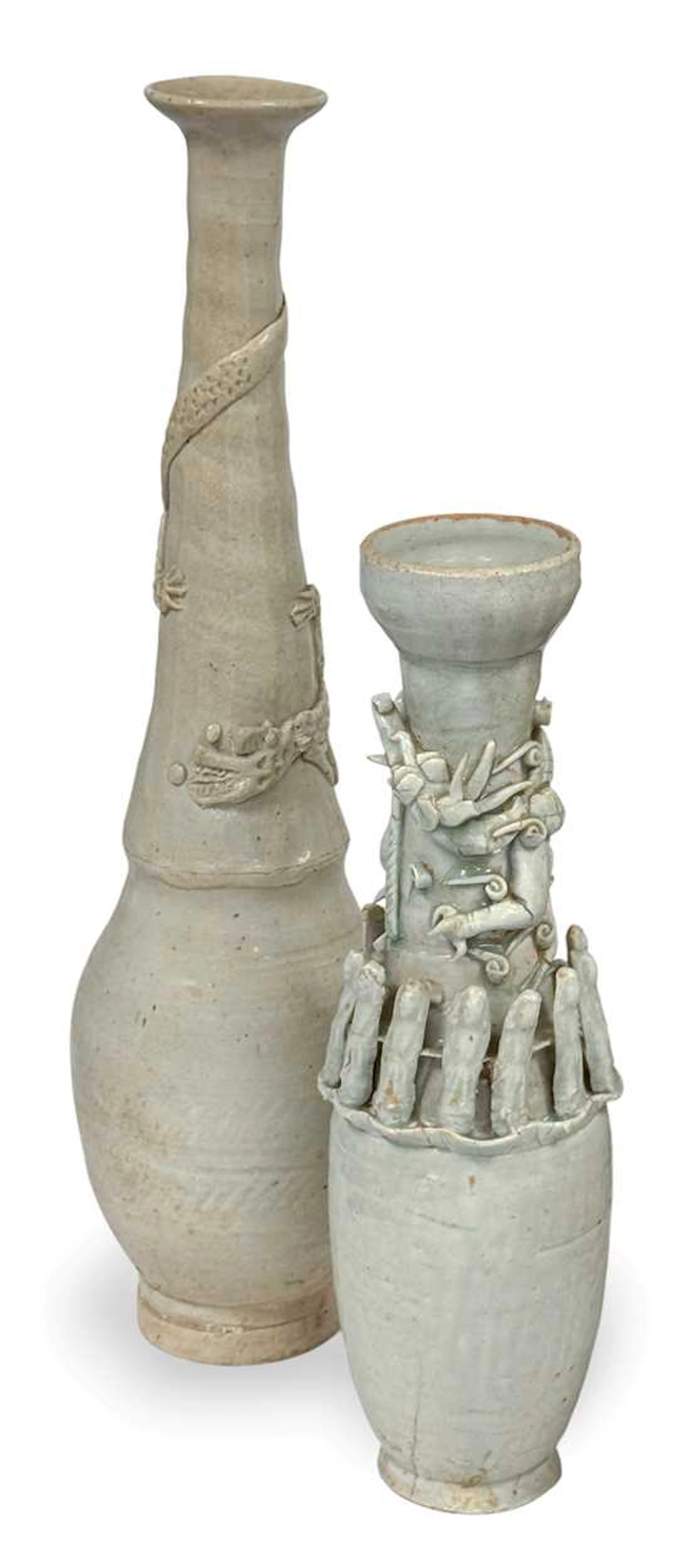 A Chinese Qingbai glazed funerary urn, Song Dynasty