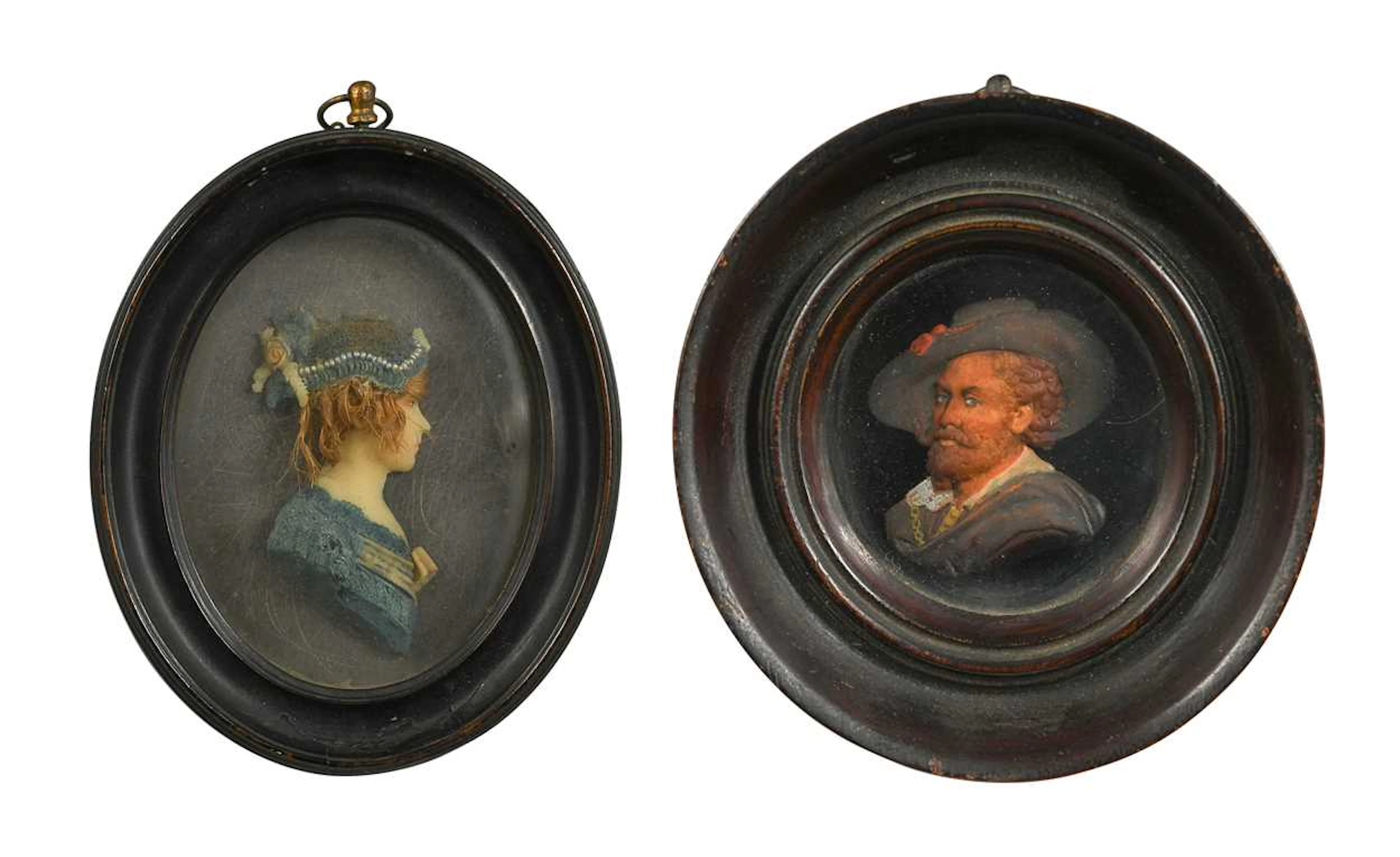 Two wax relief profile portraits, 19th century