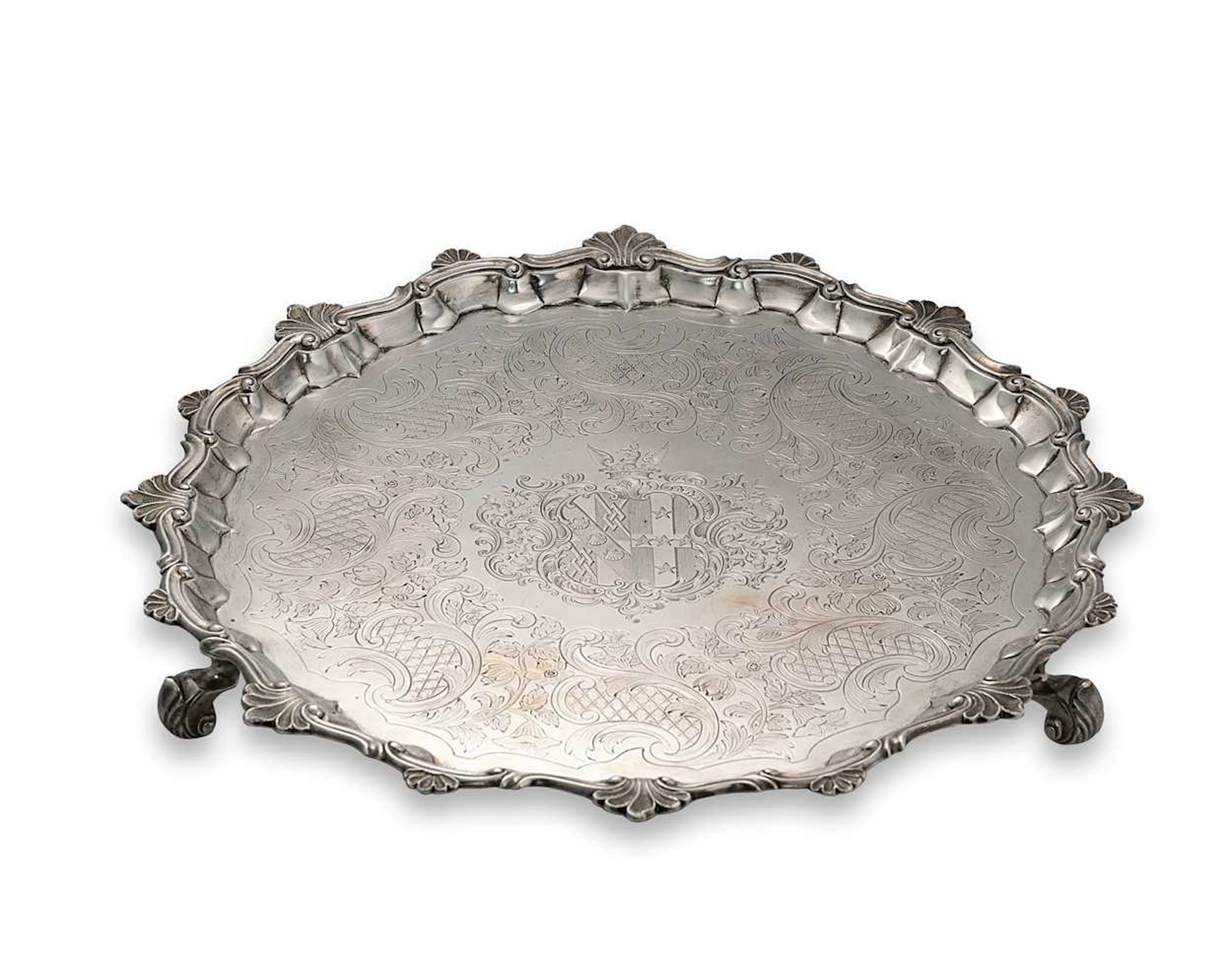 A large George II silver salver