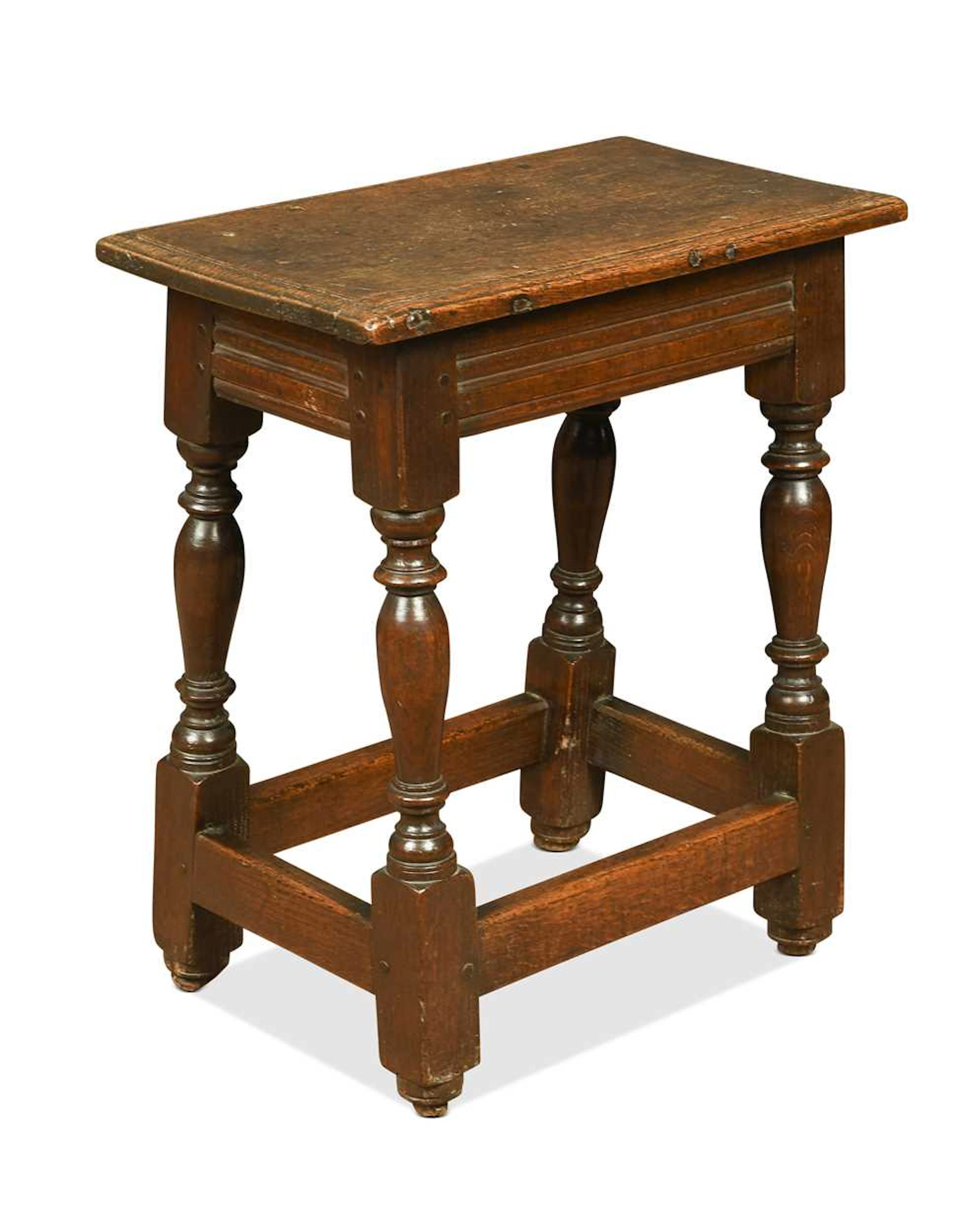 An oak joint stool, late 17th century