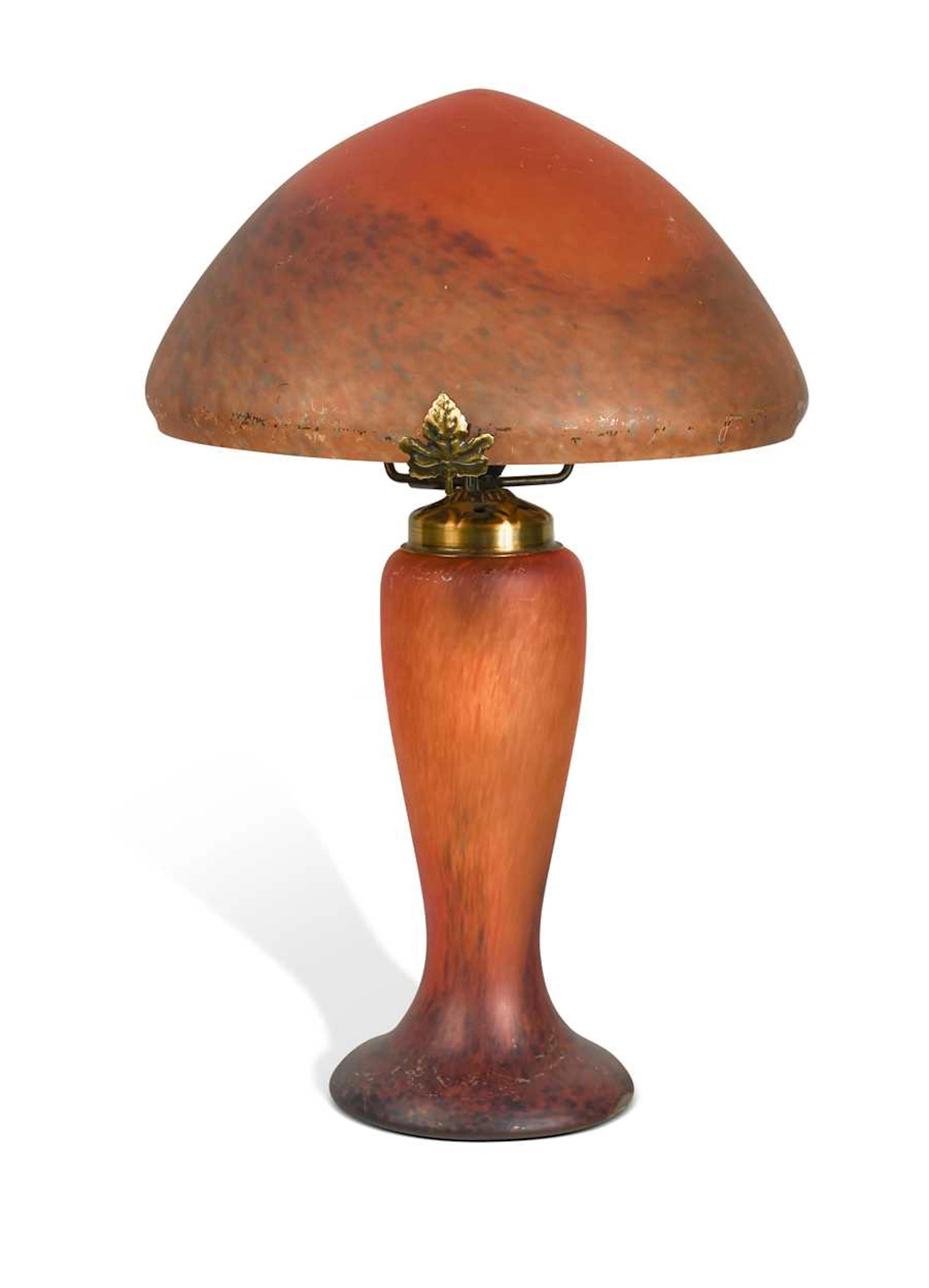 Manner of Emile Galle, an Art Deco glass table lamp