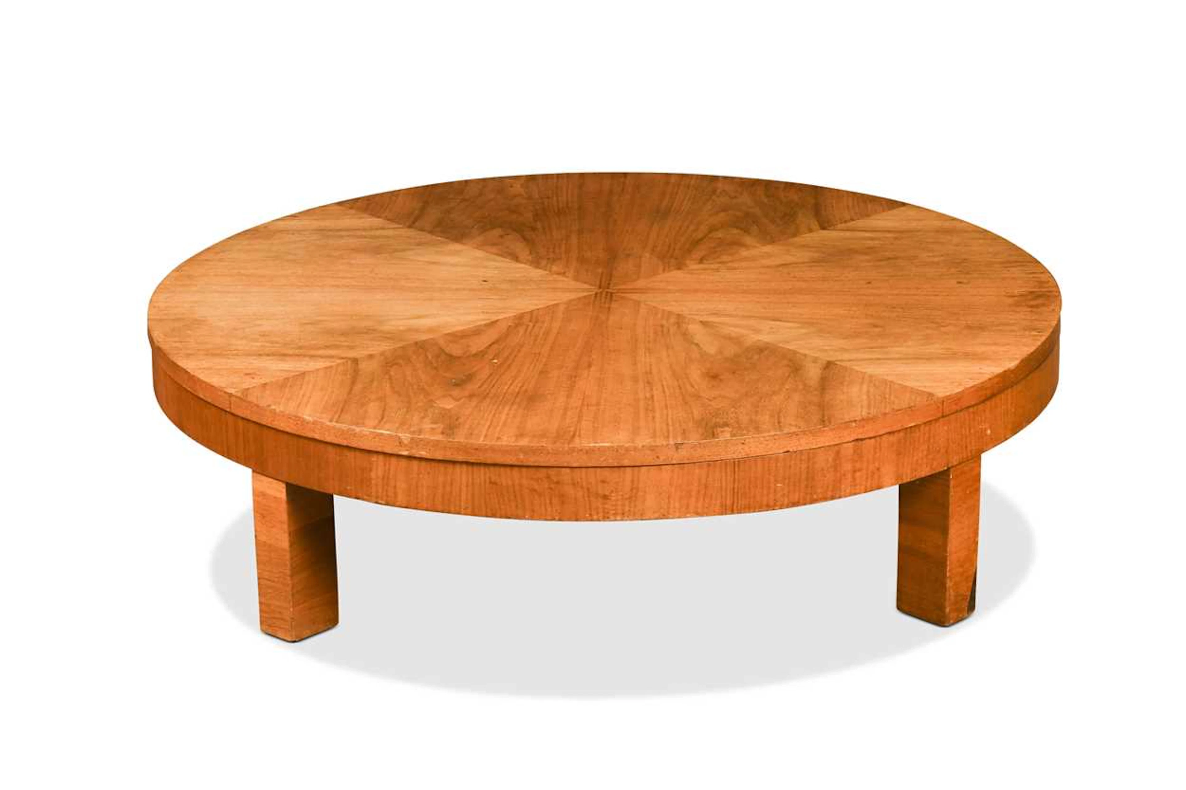 A large-scale Art Deco walnut coffee table, circa 1930