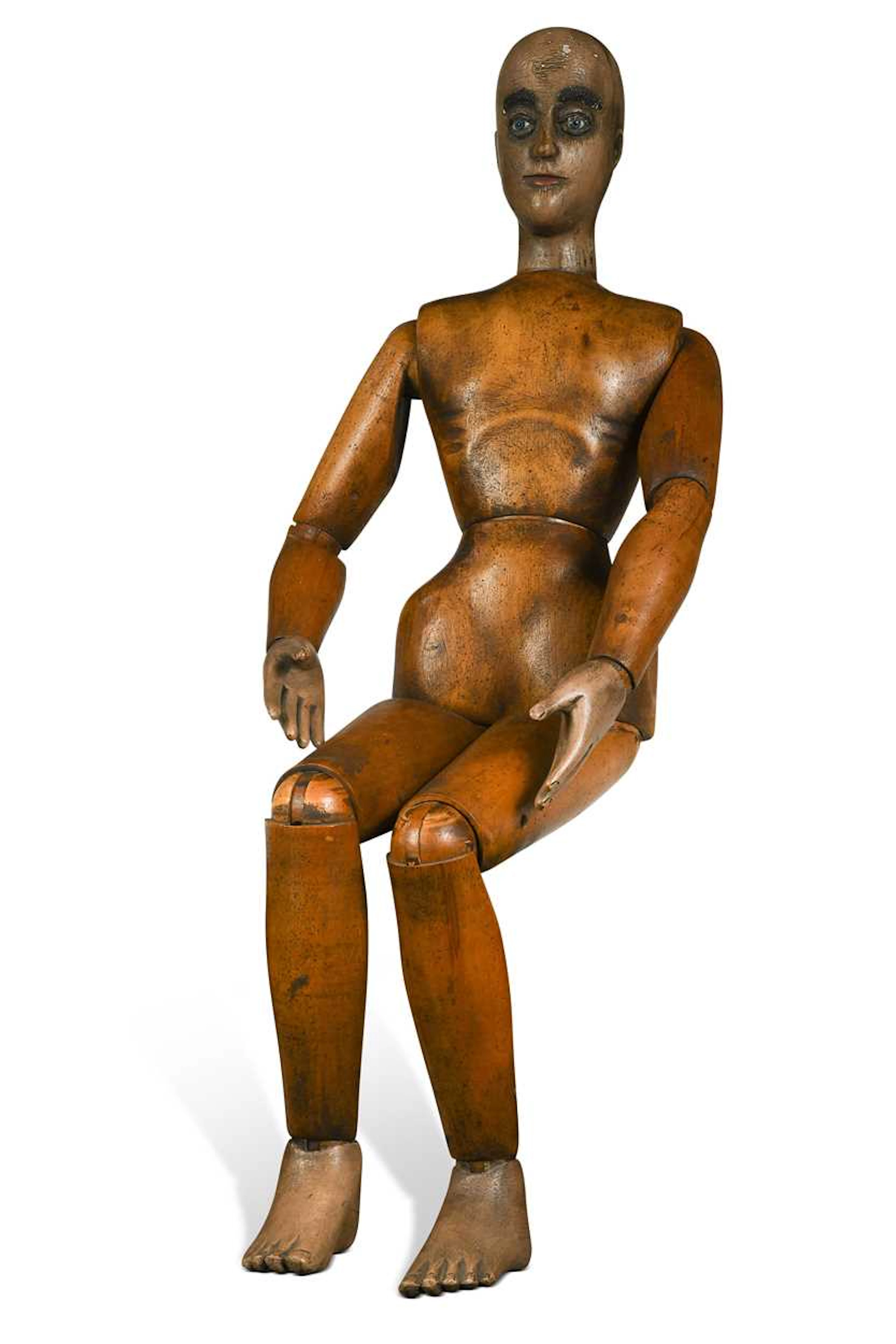 A large hand-painted artist's lay figure, probably American, mid 20th century
