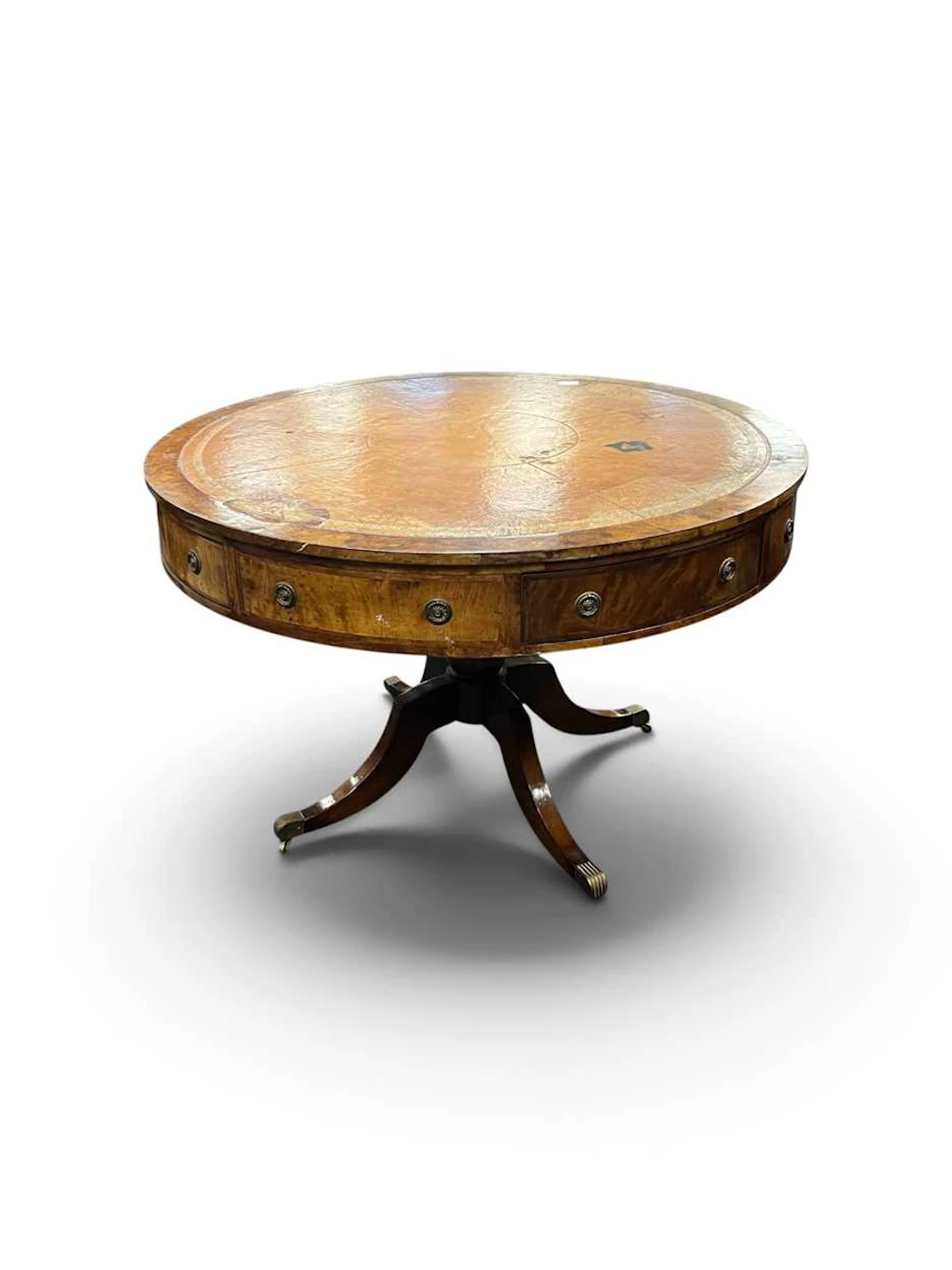 An Edwardian mahogany drum top library table