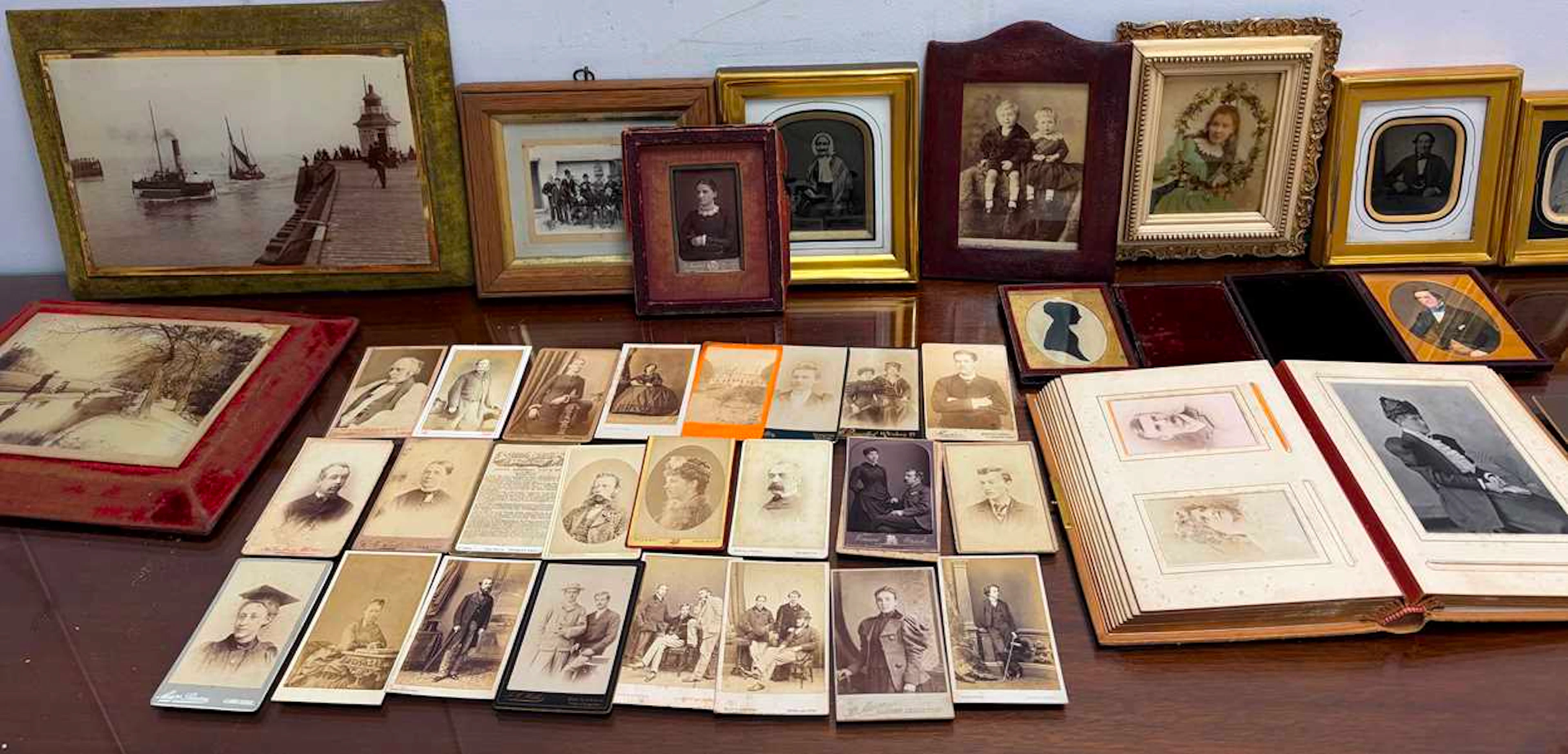 Victorian cabinet and carte de visite portrait photographs