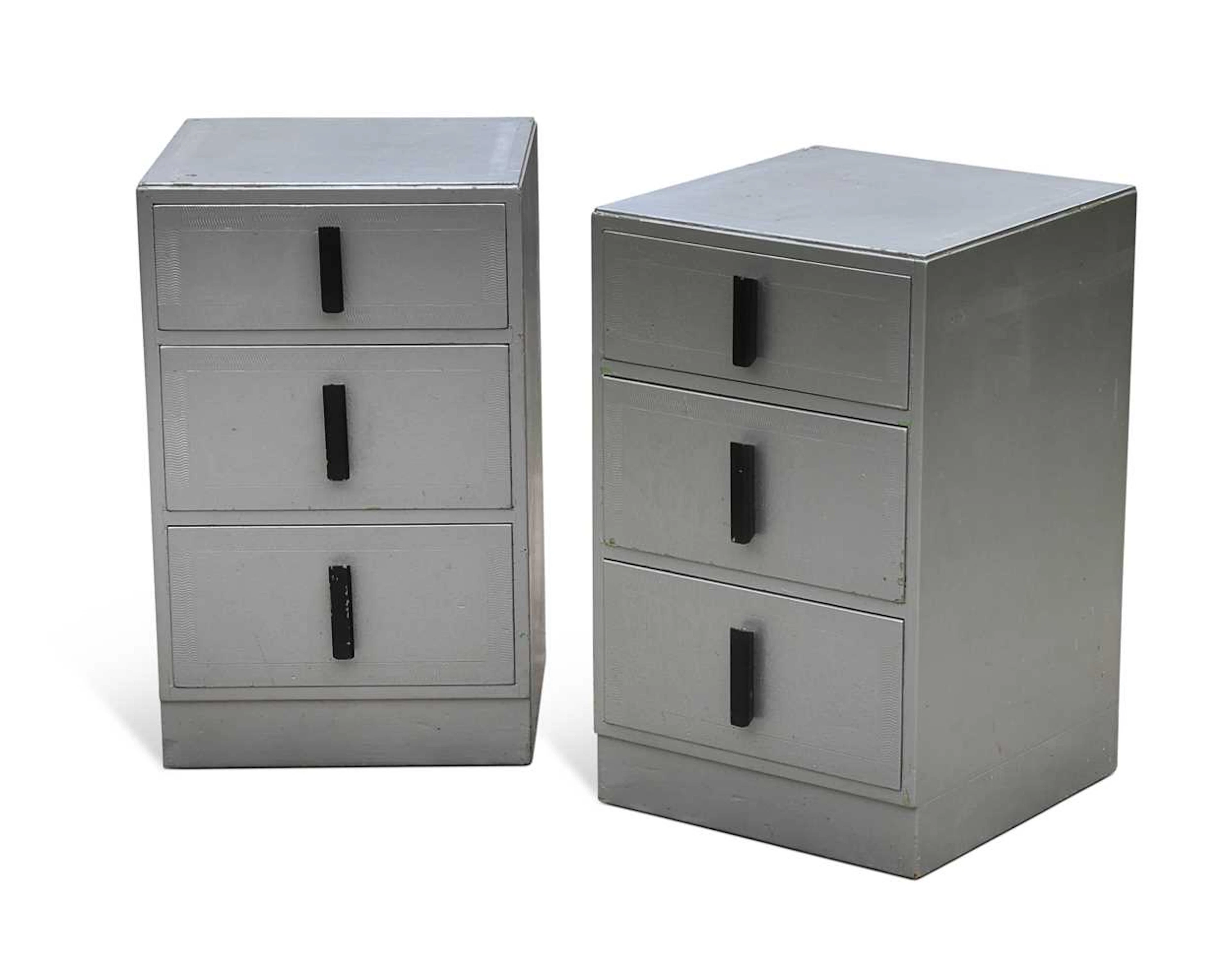 Rowley Gallery, a pair of Art Deco silvered bedsides
