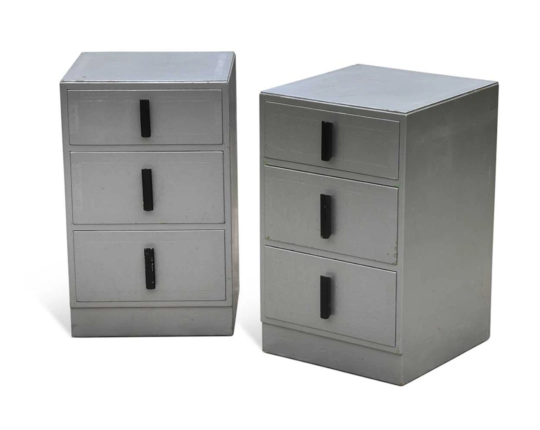 Rowley Gallery, a pair of Art Deco silvered bedsides