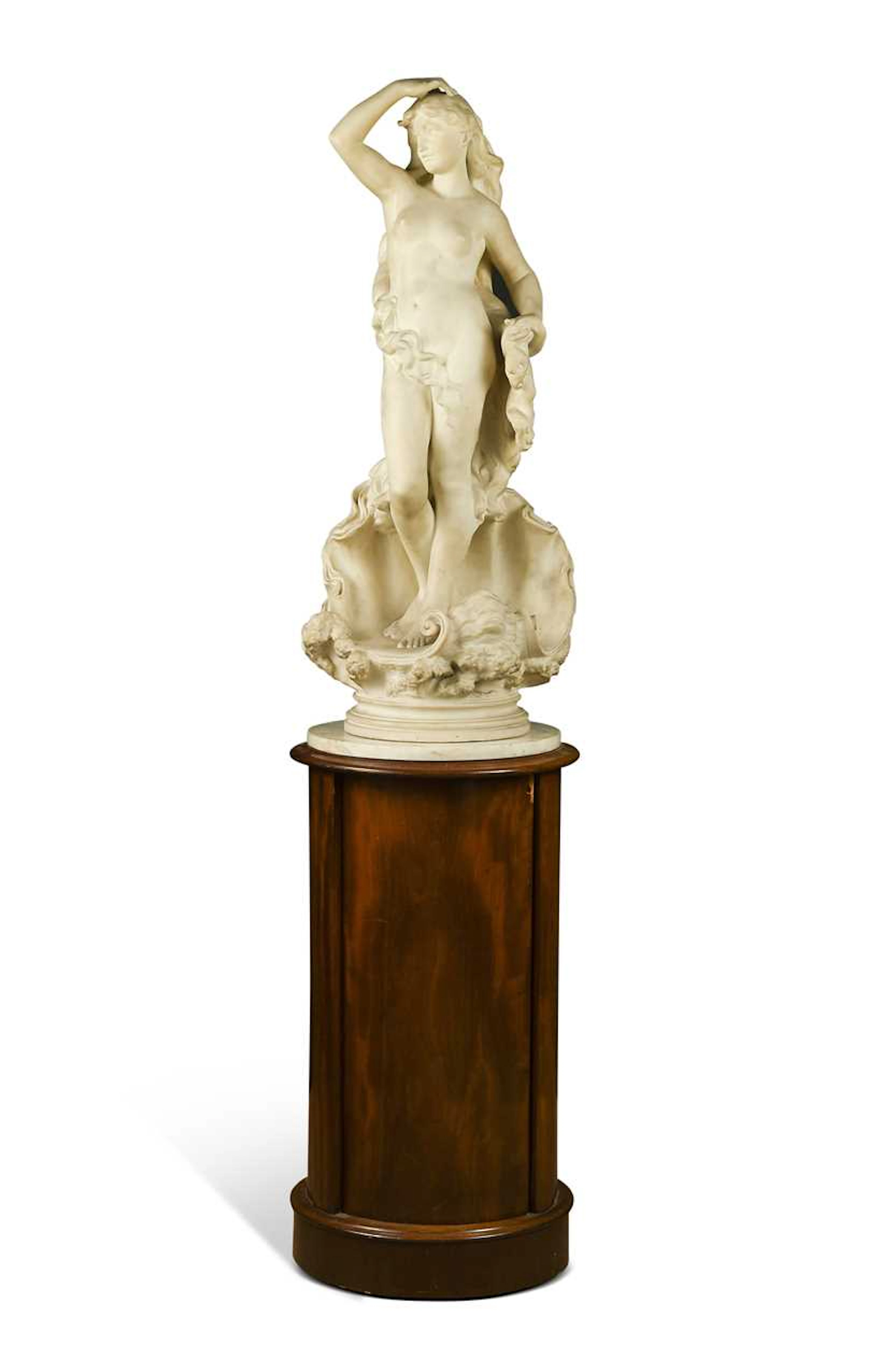 Luca Madrassi (1848-1919), a large white marble group 'The Birth of Venus'