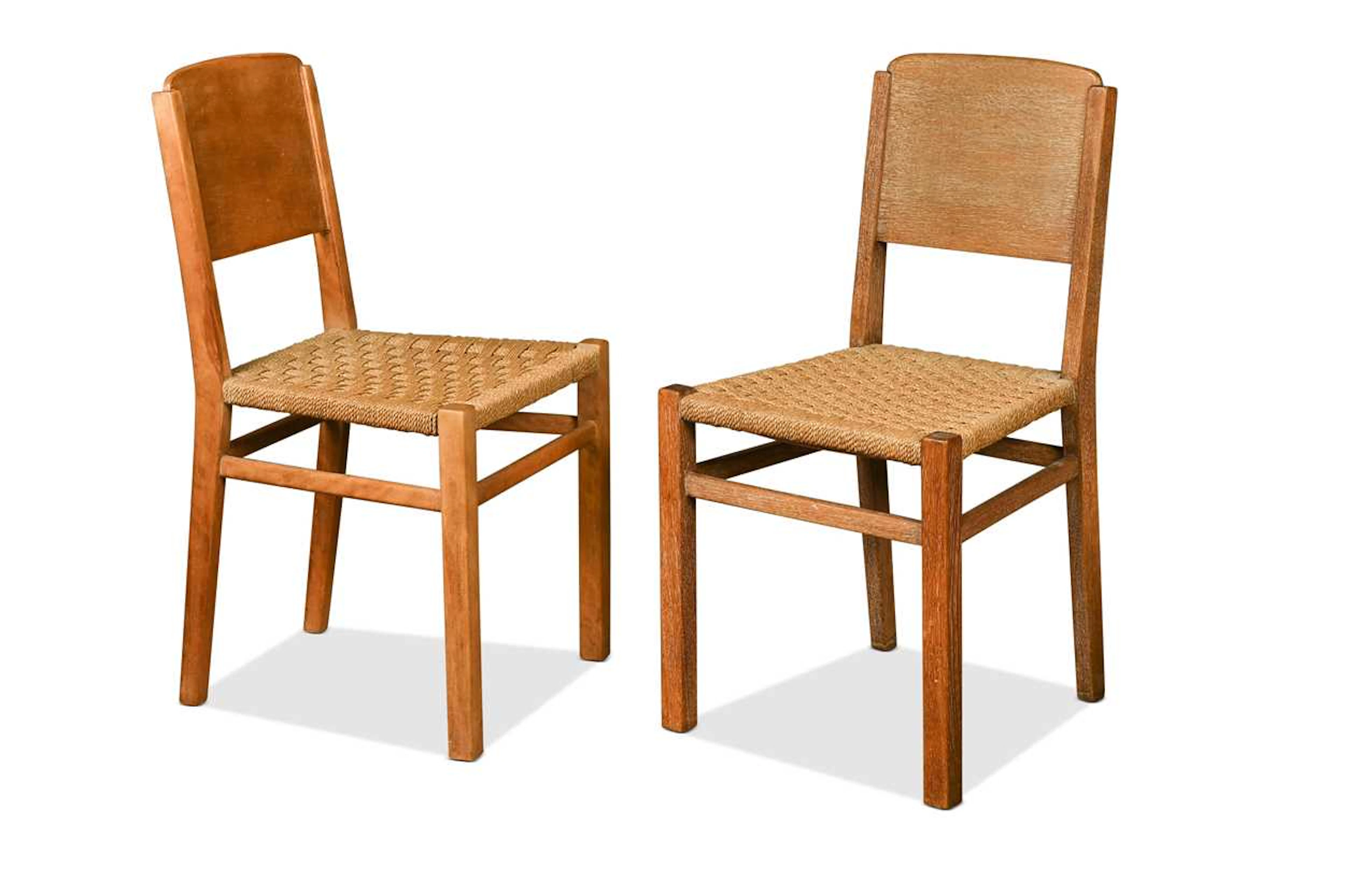 A pair of Heals limed oak bedroom chairs, circa 1930