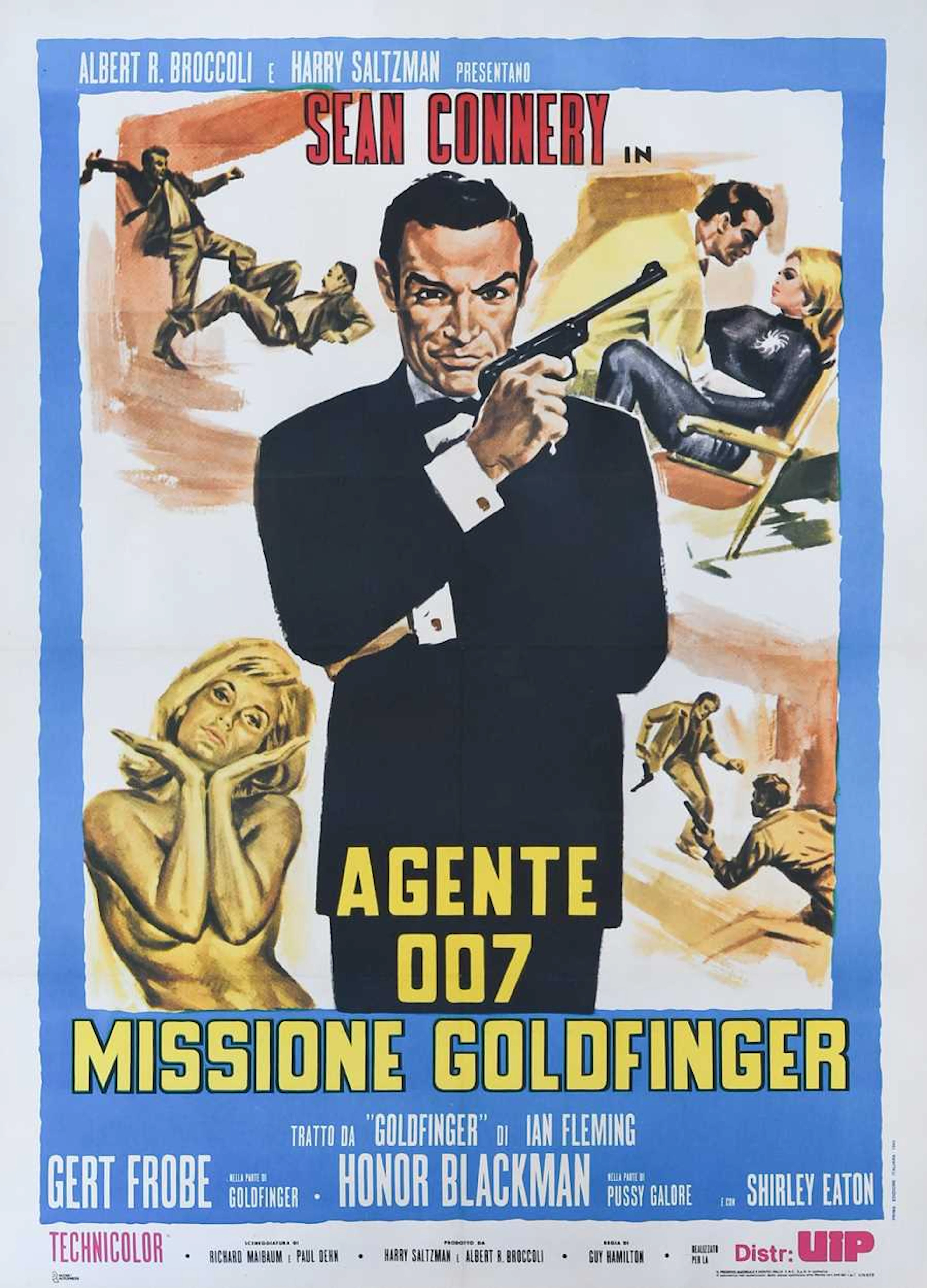 An 'Agente 007 - Missione Goldfinger' original cinema advertising poster