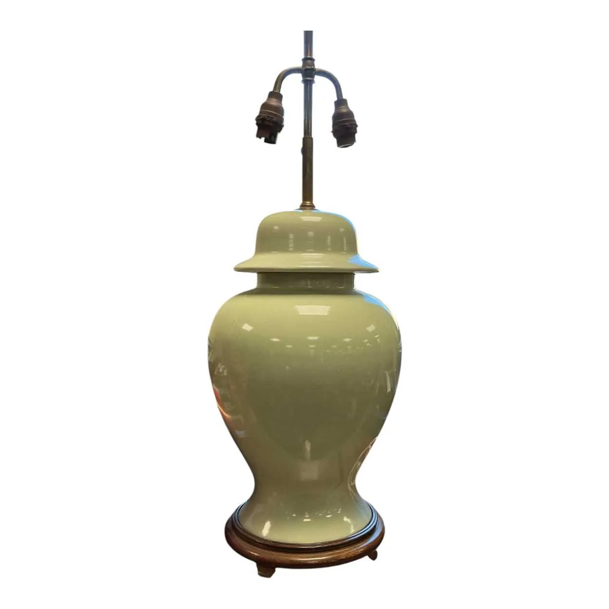 A decorative Chinese style celadon lamp of baluster form