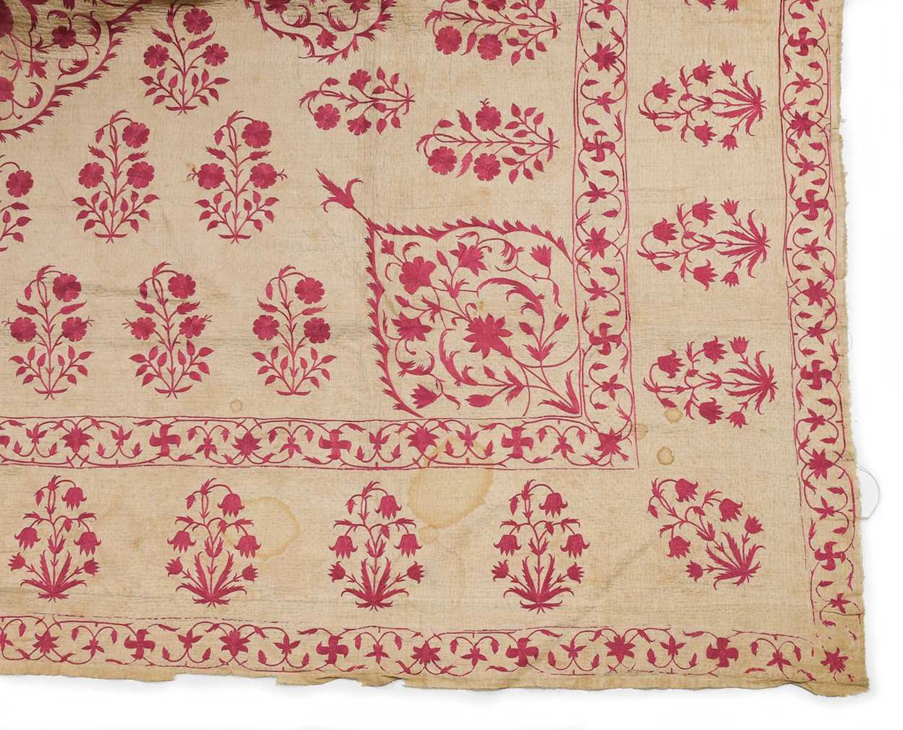 A kantha bed quilt or hanging, 19th century