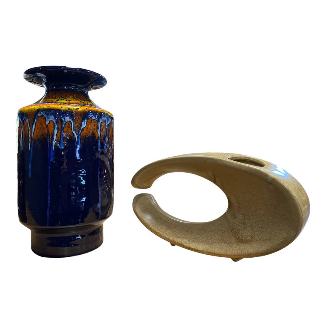 Two vases by Bertoncello signed by Robert Rigon 11.5 and 22cm High (2)