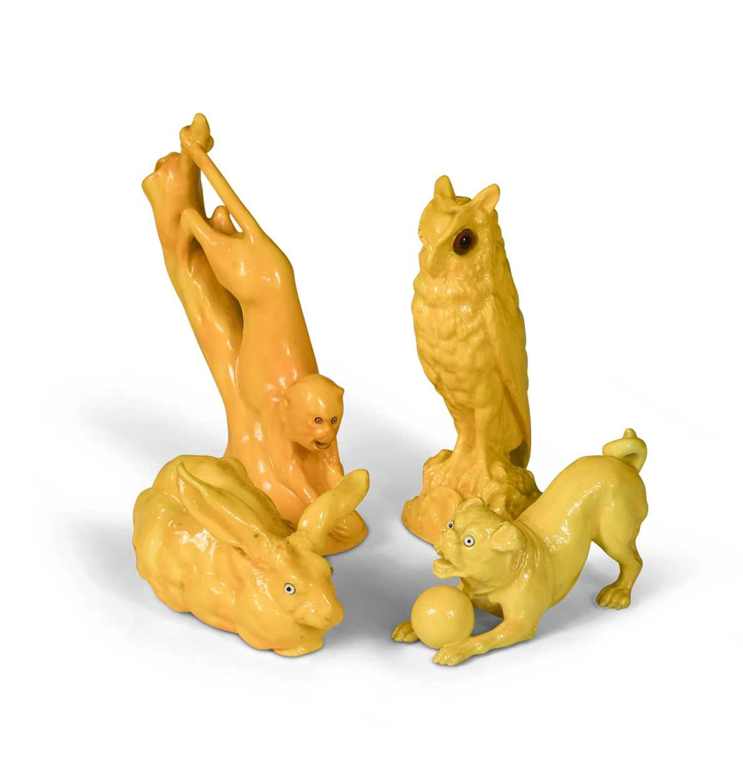 Moore Bros., a group of four porcelain animals