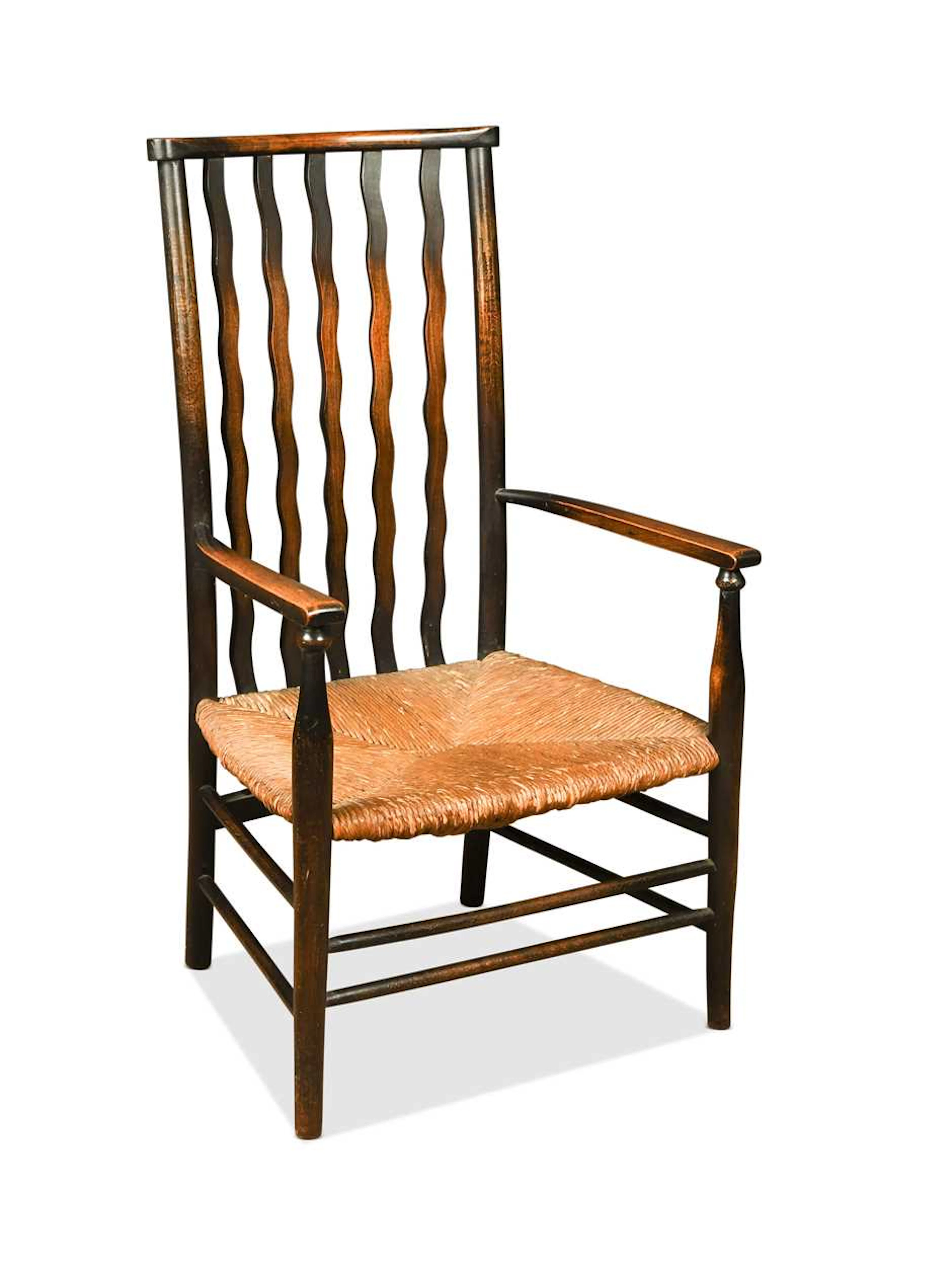 Liberty & Co., an Arts and Crafts rush seat armchair