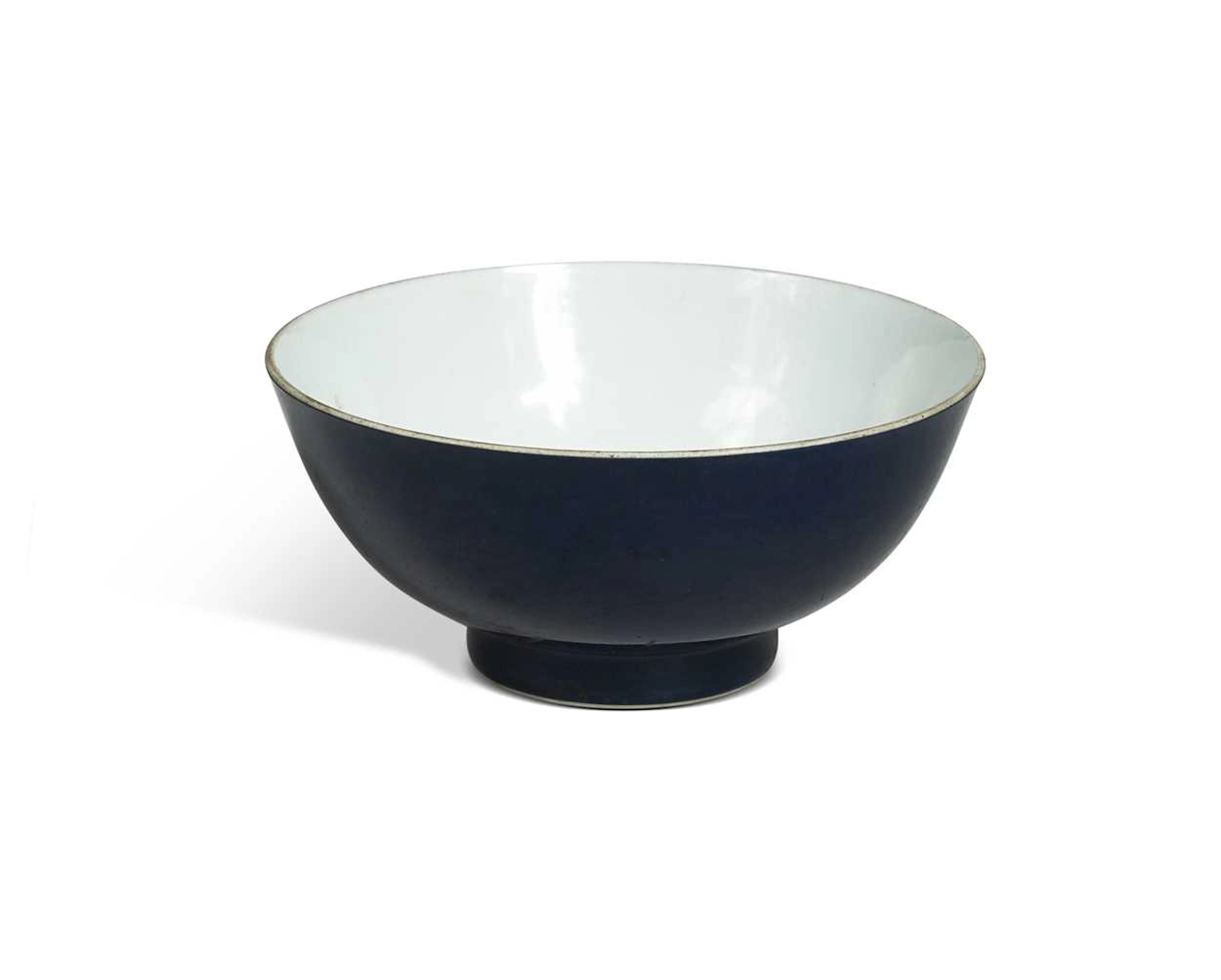 A Chinese blue monochrome bowl, mark of Xuande and possibly of the Period