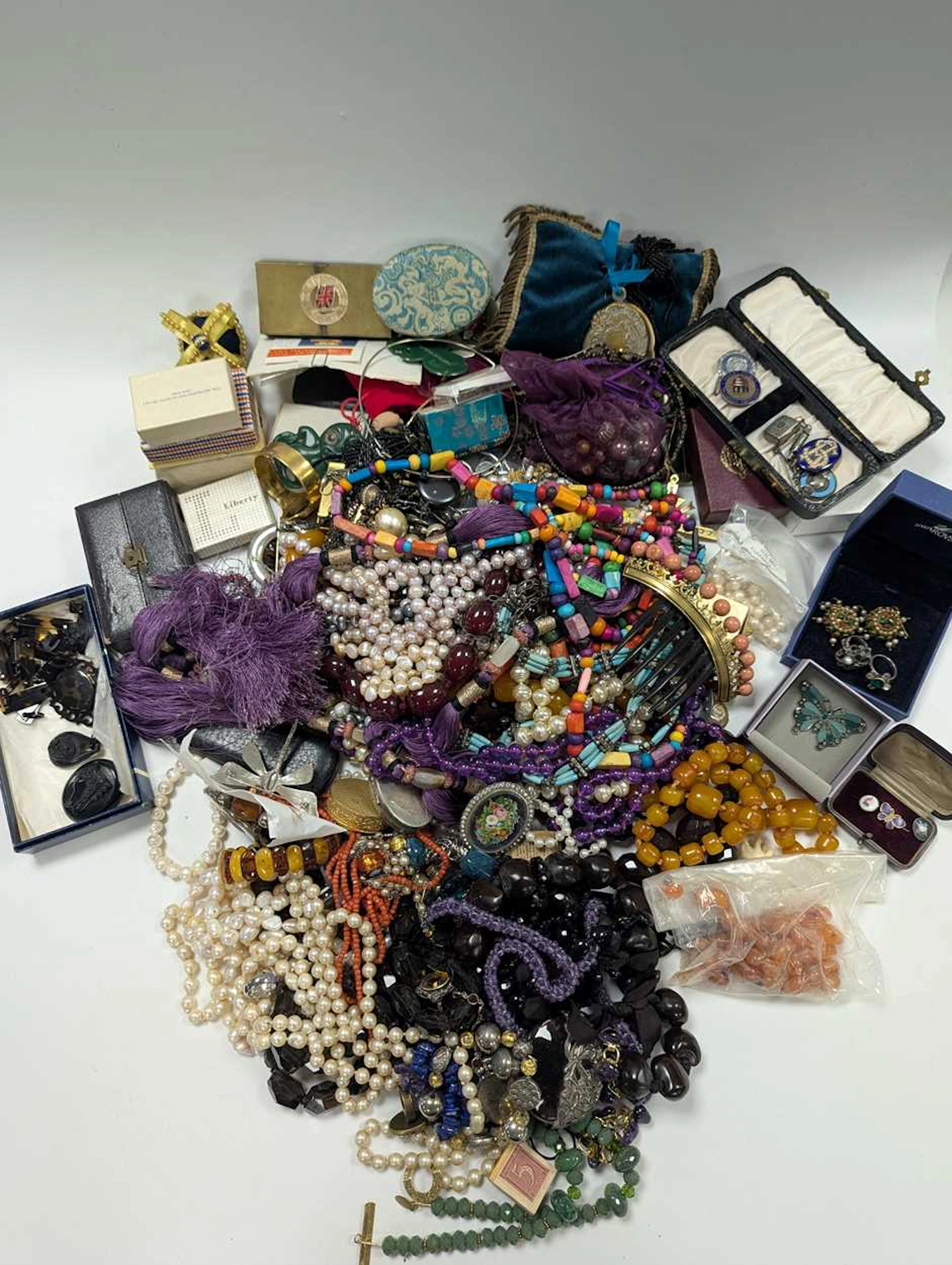 A large collection of silver and costume jewellery