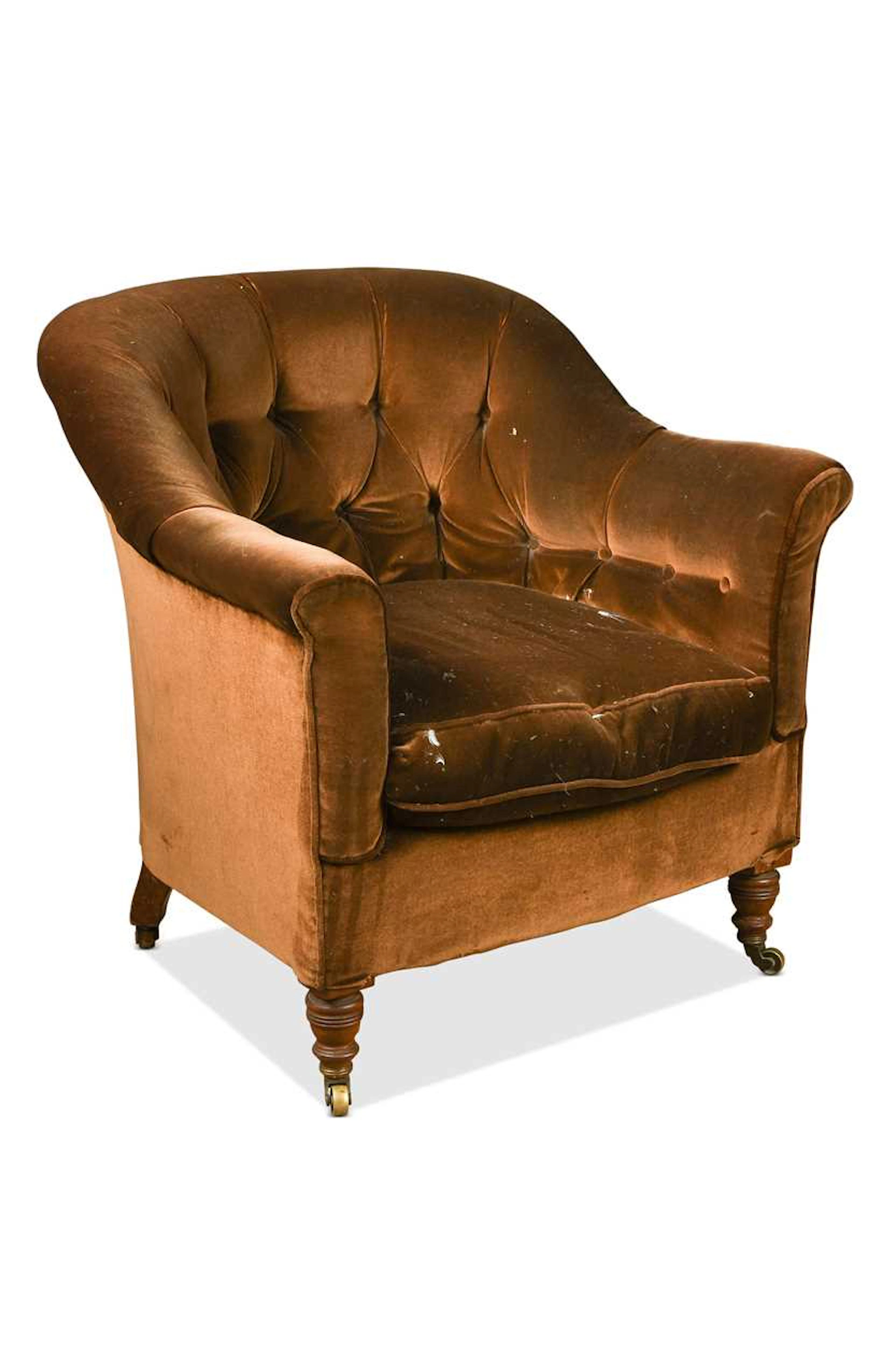 A late Victorian mahogany button-back tub armchair, by Howard & Sons