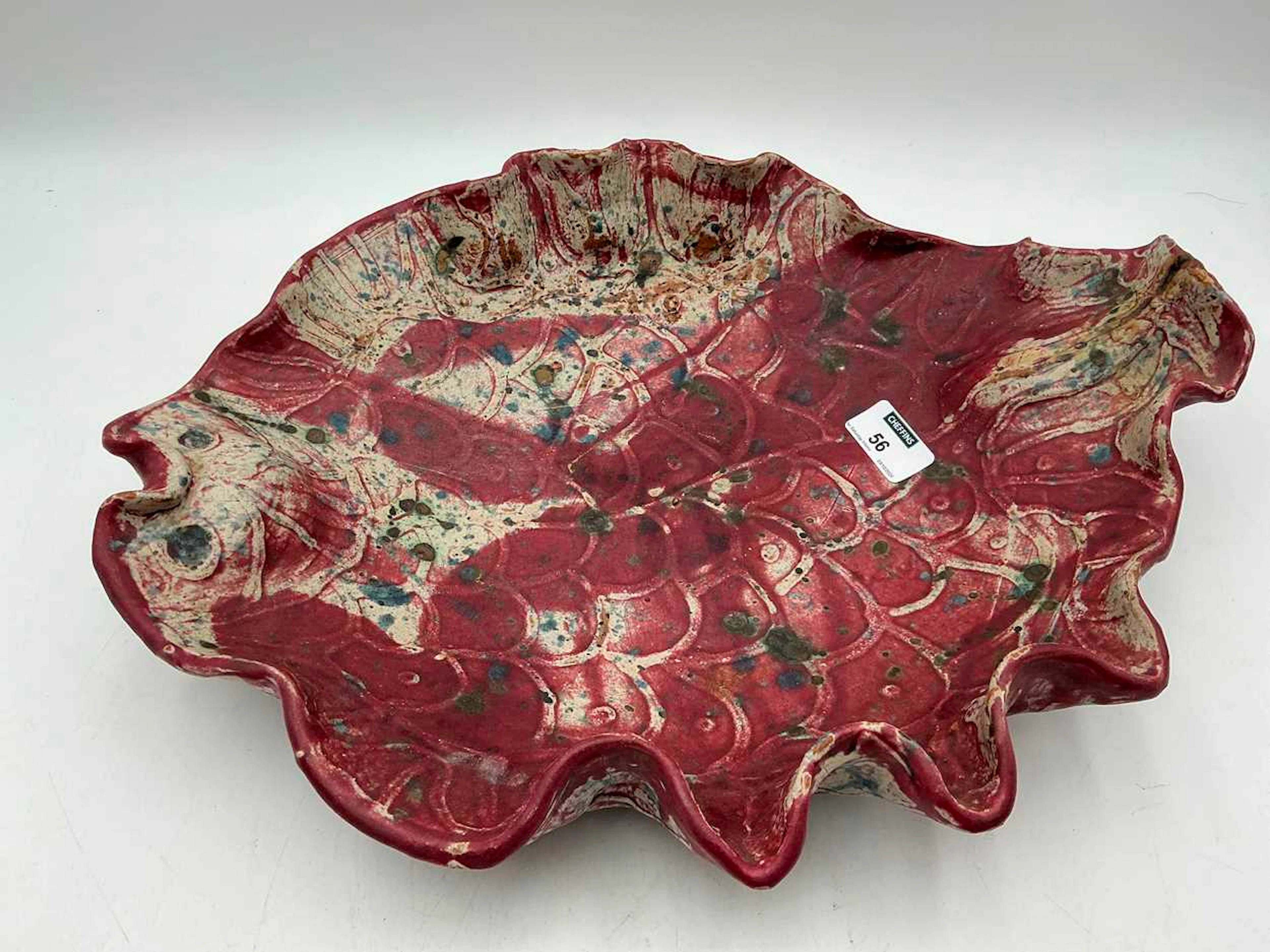 Large studio pottery serving dish in the form of a turbot...