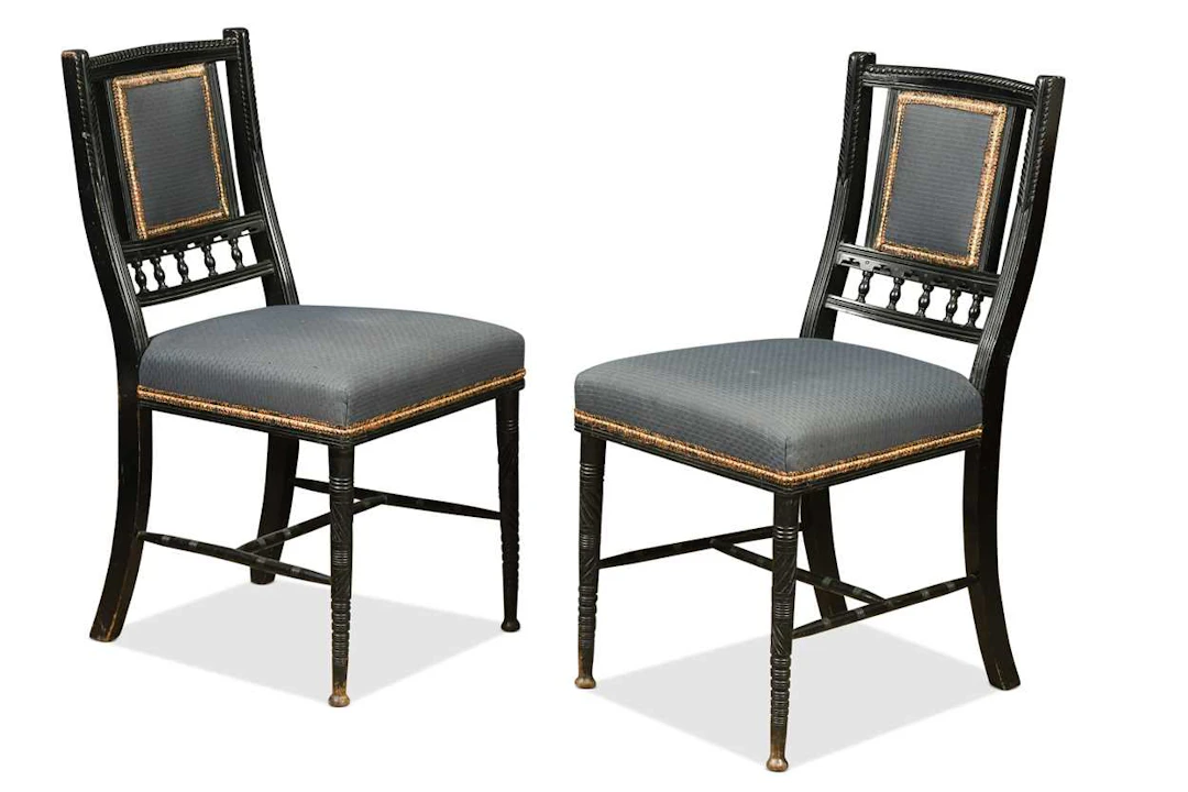 Bruce Talbert (1838-1881) for Gillows, a pair of ebonised side chairs