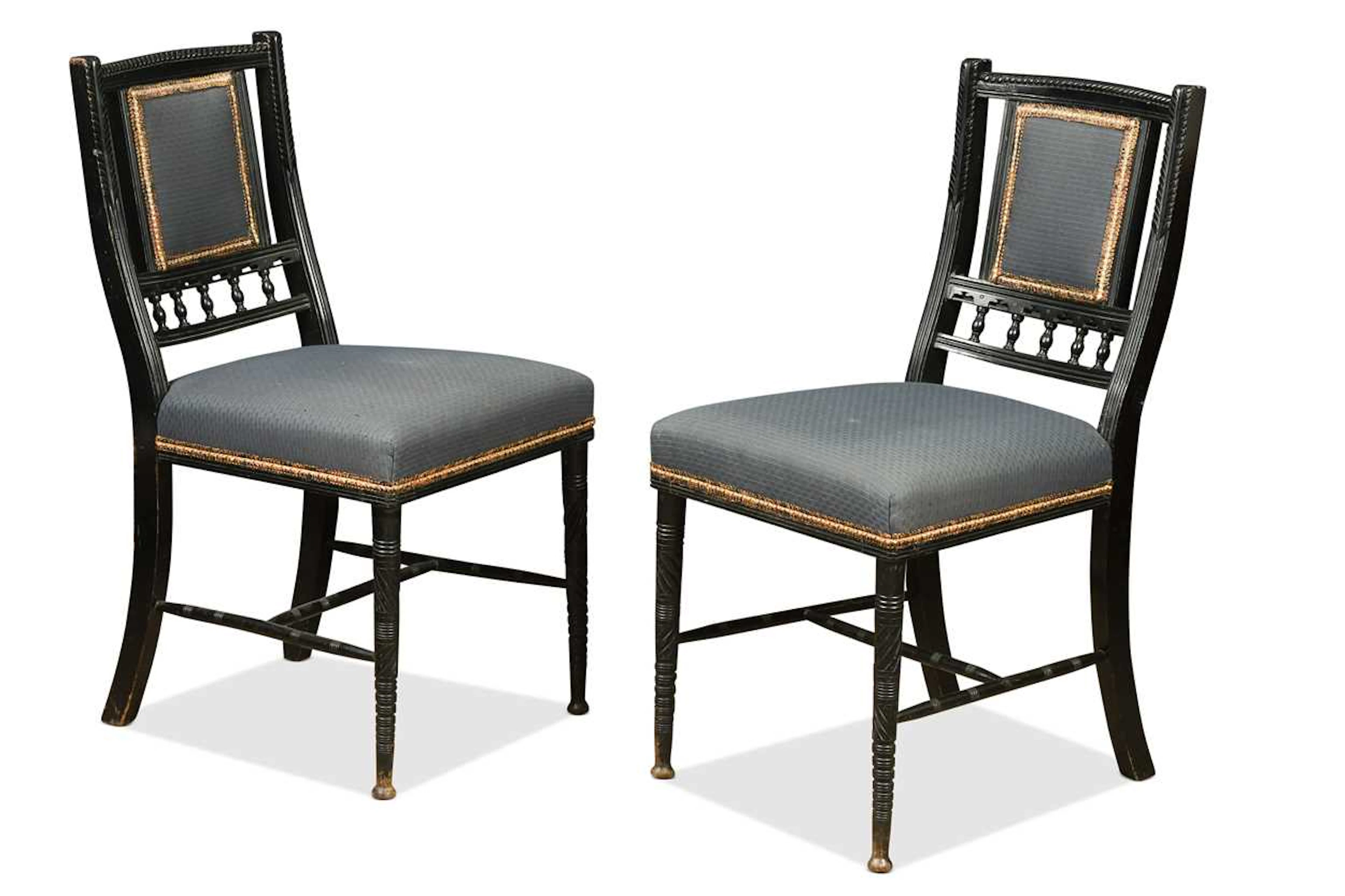 Bruce Talbert (1838-1881) for Gillows, a pair of ebonised side chairs