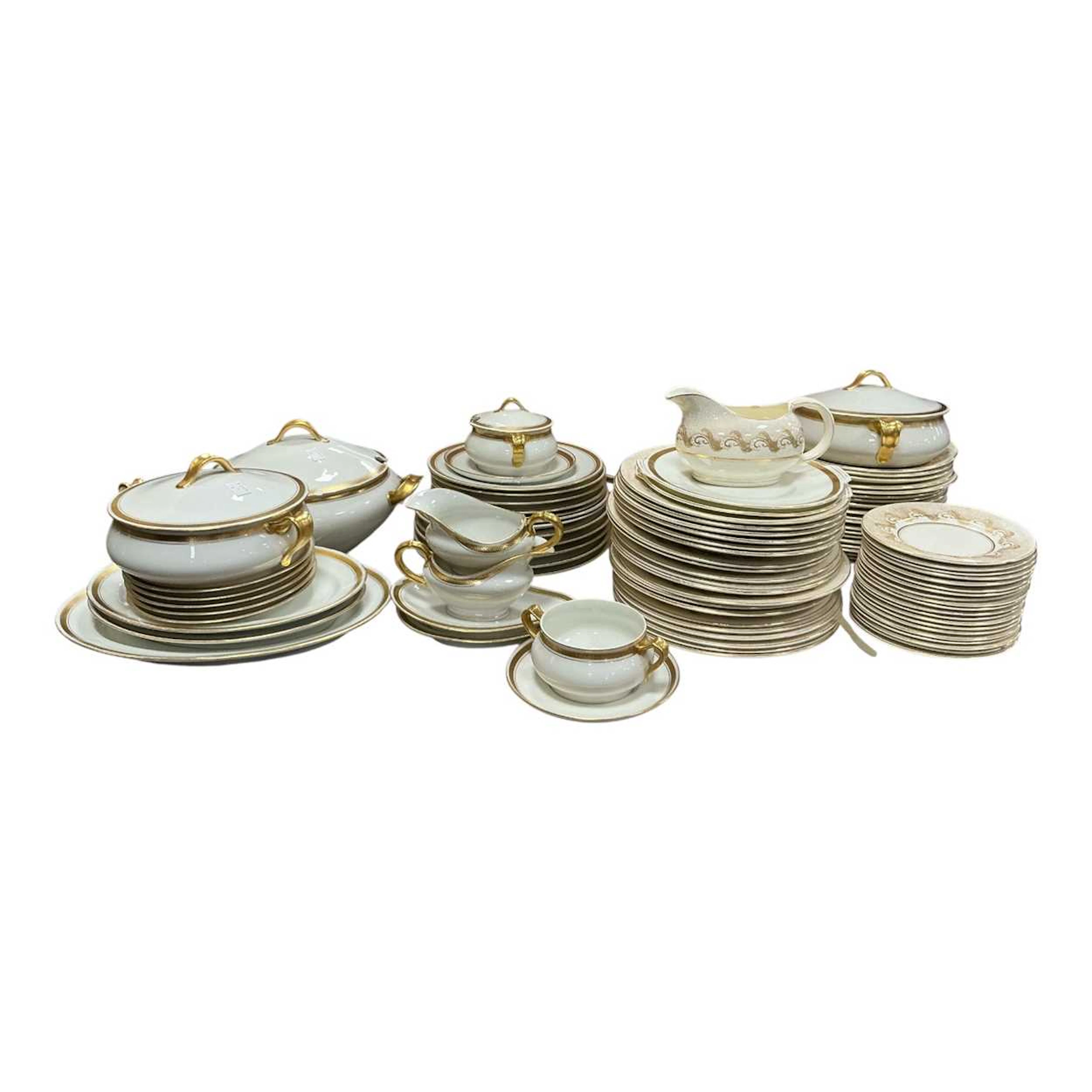 A Haviland porcelain Greek key pattern part dinner...