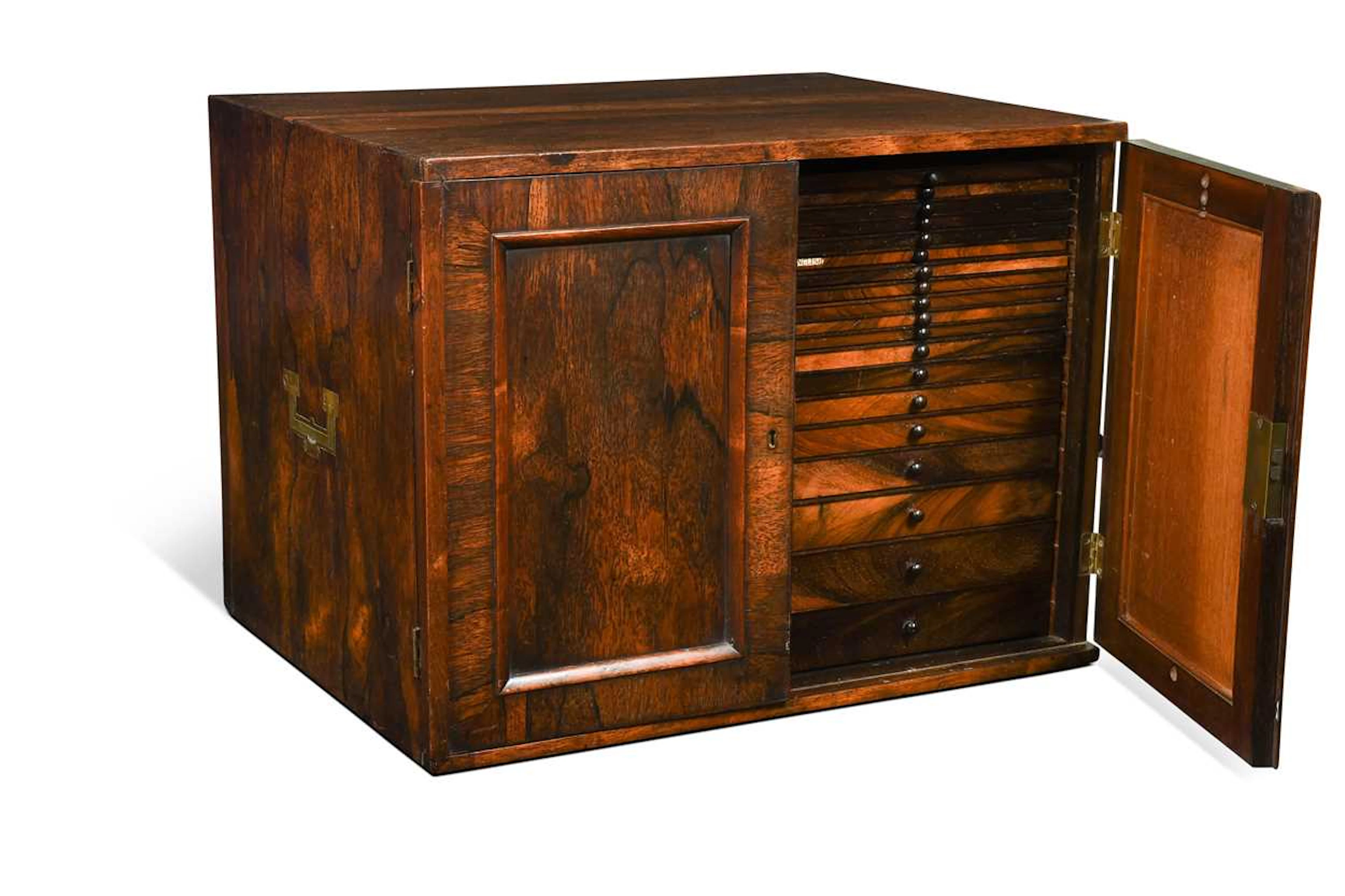 A rosewood coin cabinet, 19th century