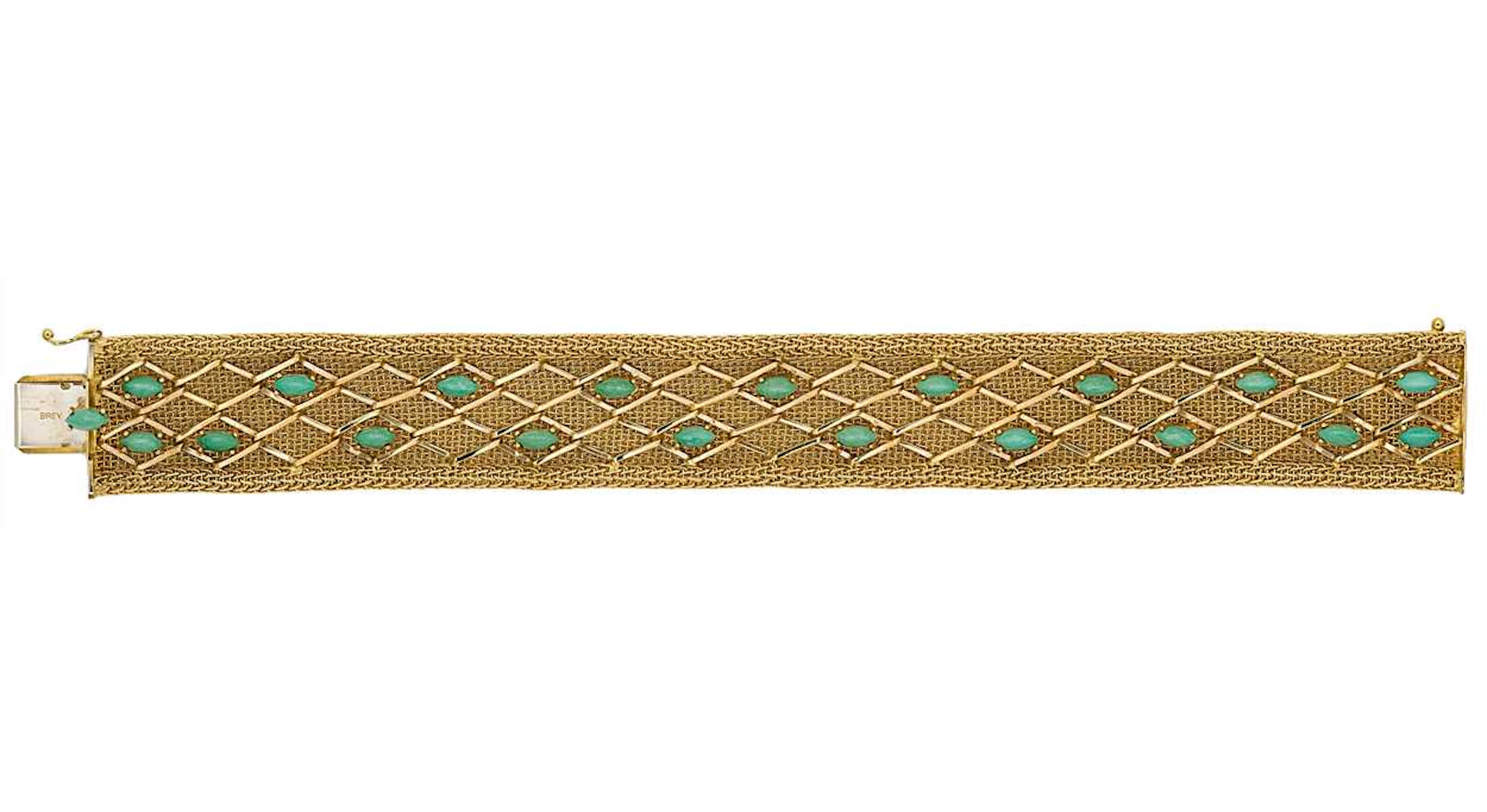 A turquoise mesh style wide bracelet
