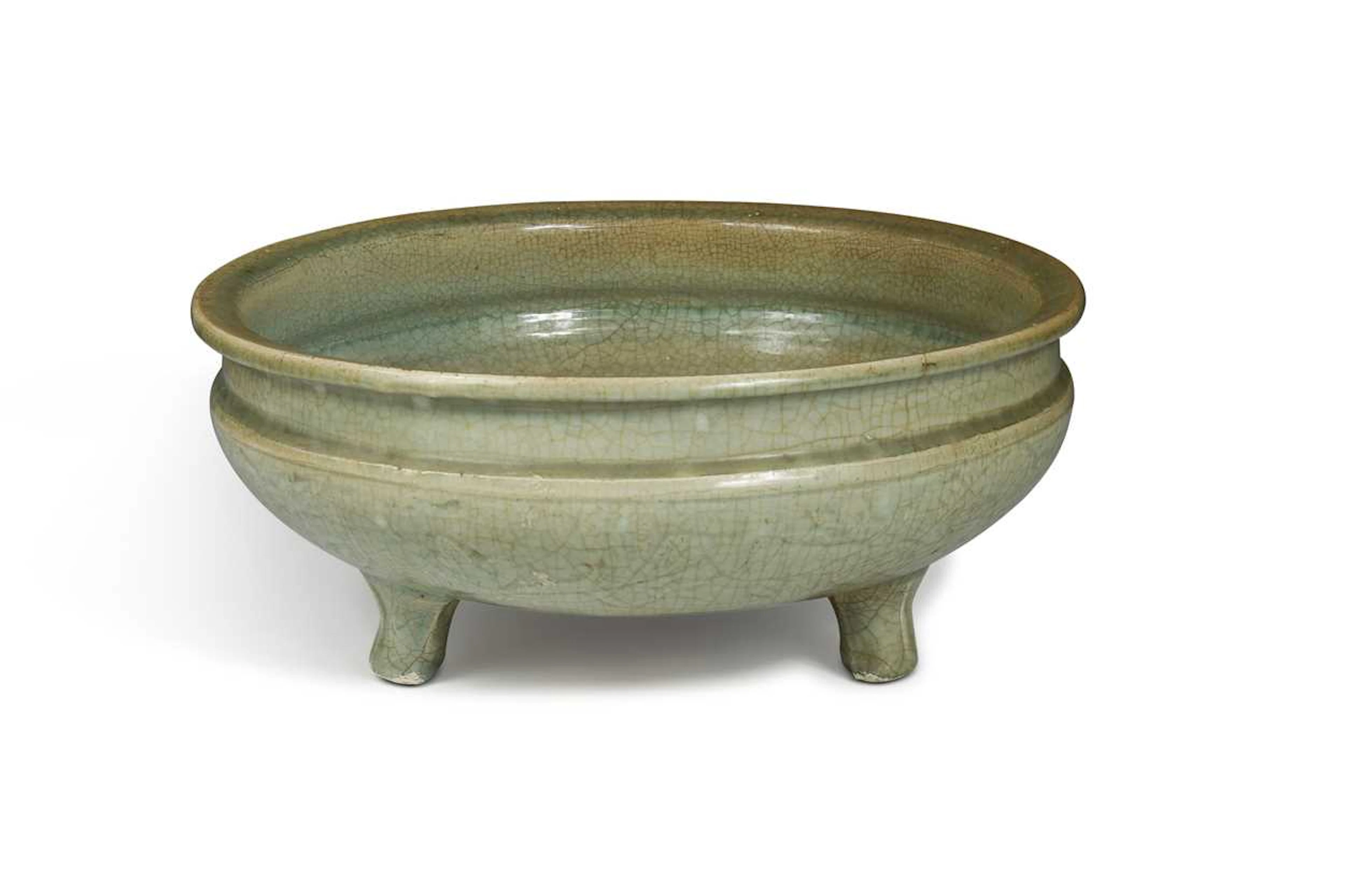 A Chinese Longquan celadon tripod censer, Ming Dynasty, 15th or 16th century