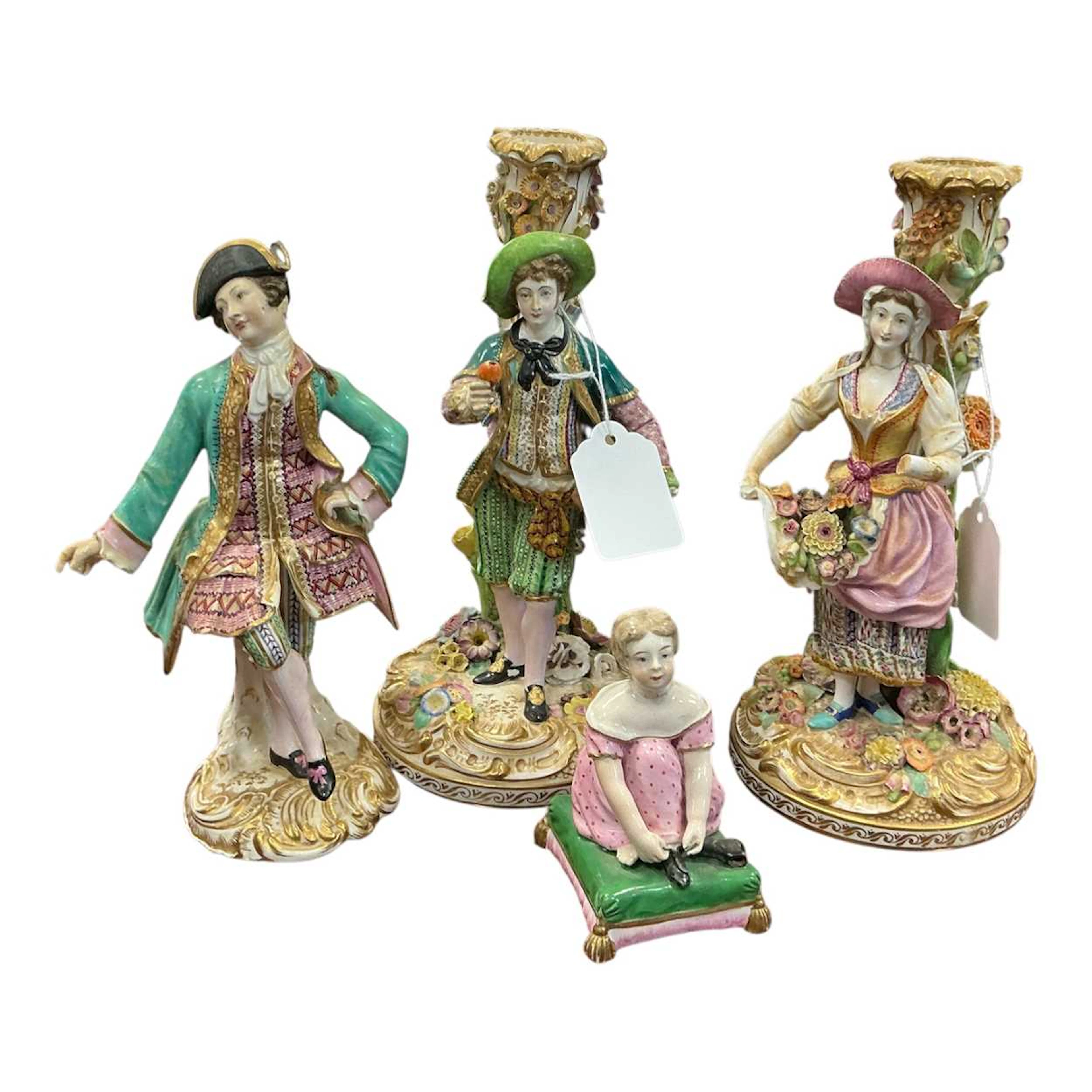 A pair of Minton figural candlesticks 21.5cm; a Minton...