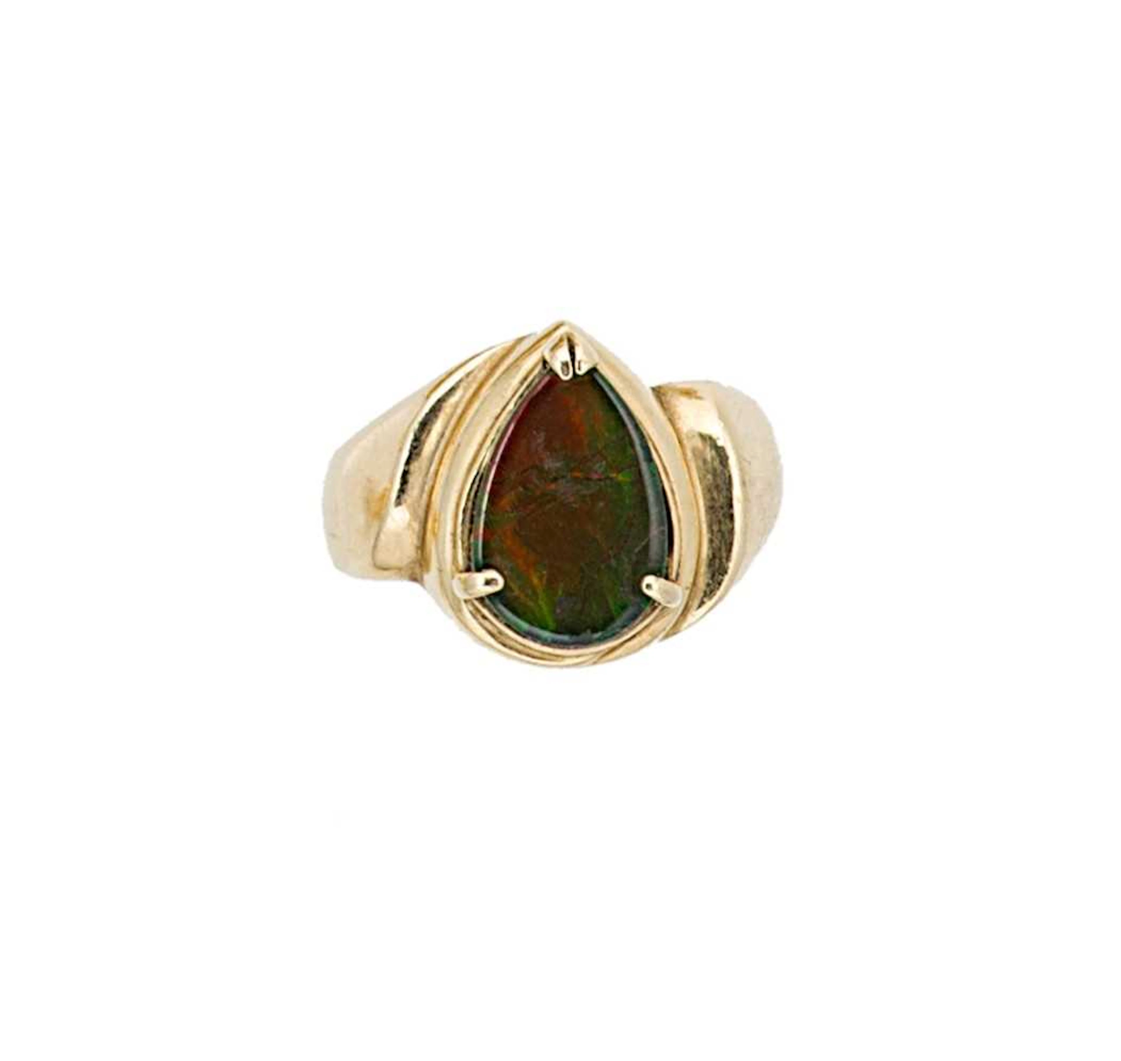 A 14ct gold ammolite doublet dress ring