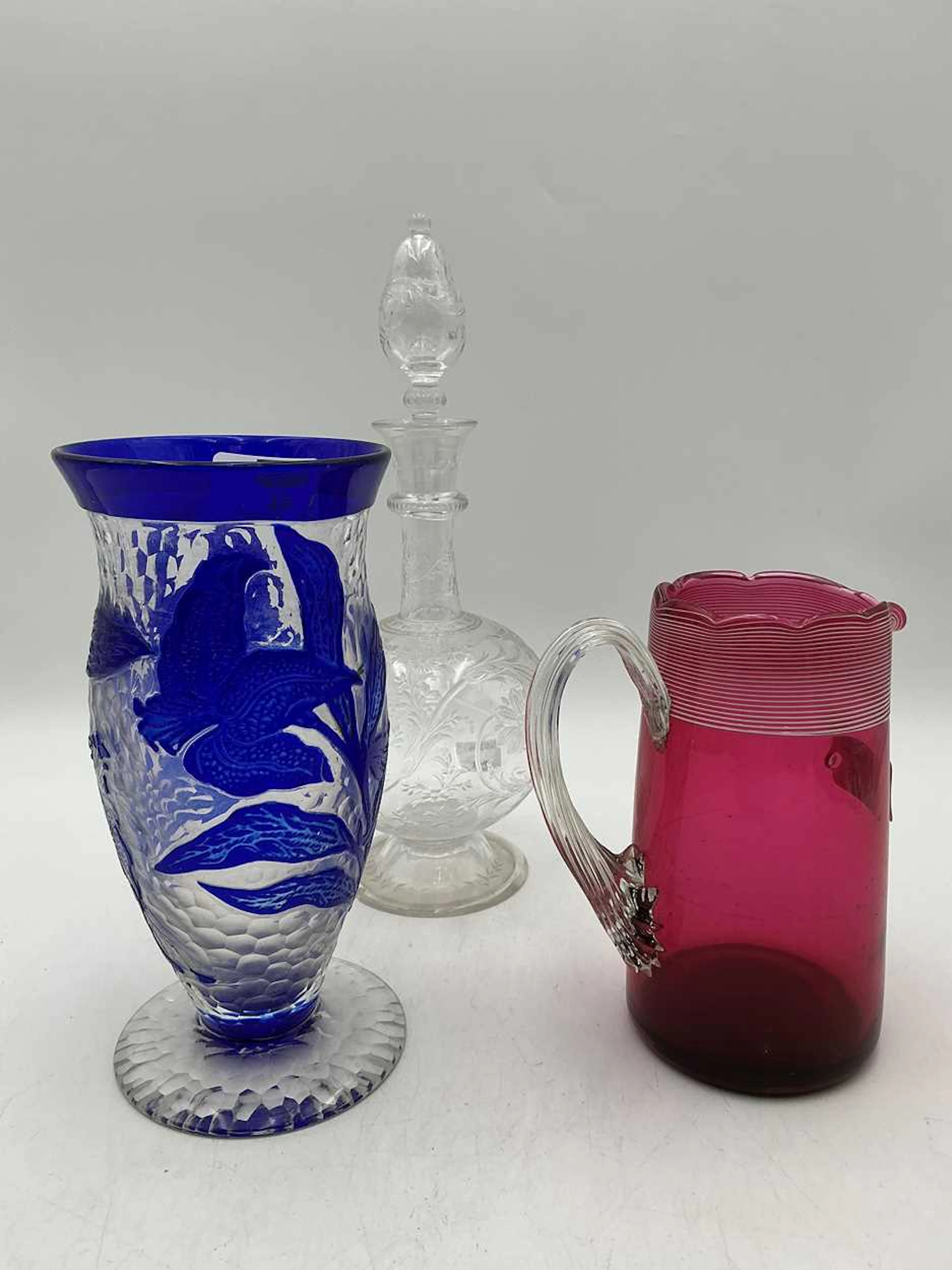 A Richardson's cameo glass vase with acid etched decoration 20.5cm high