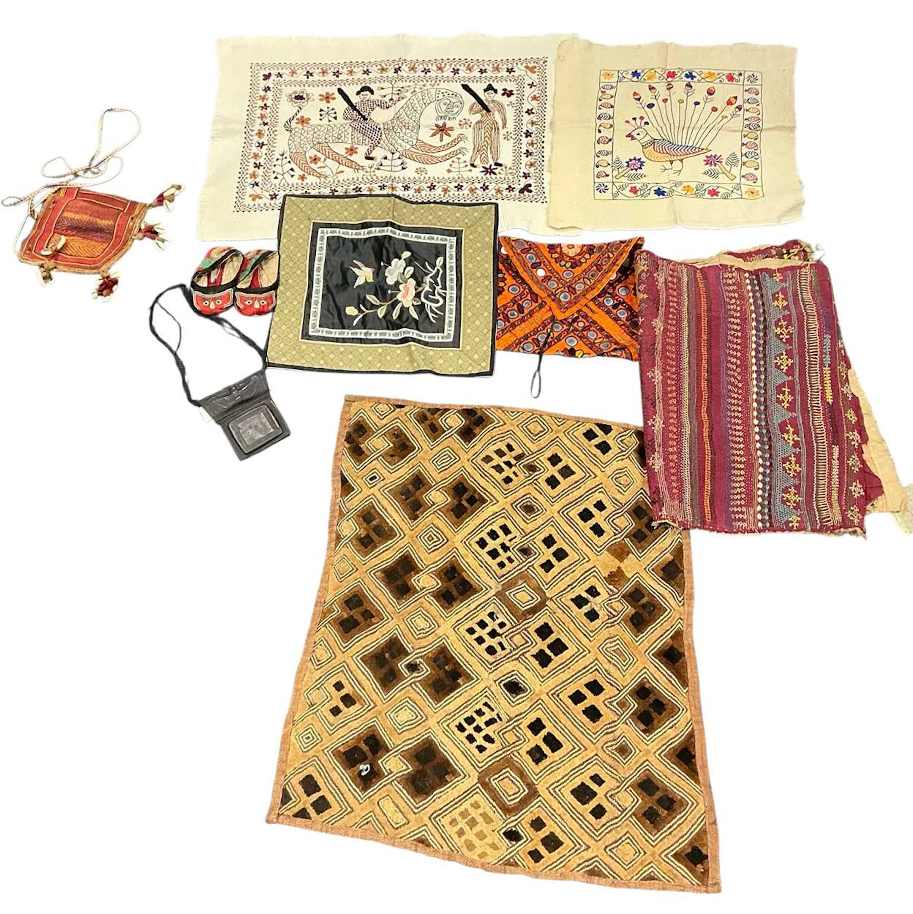 A mixed group of Asian and African textiles