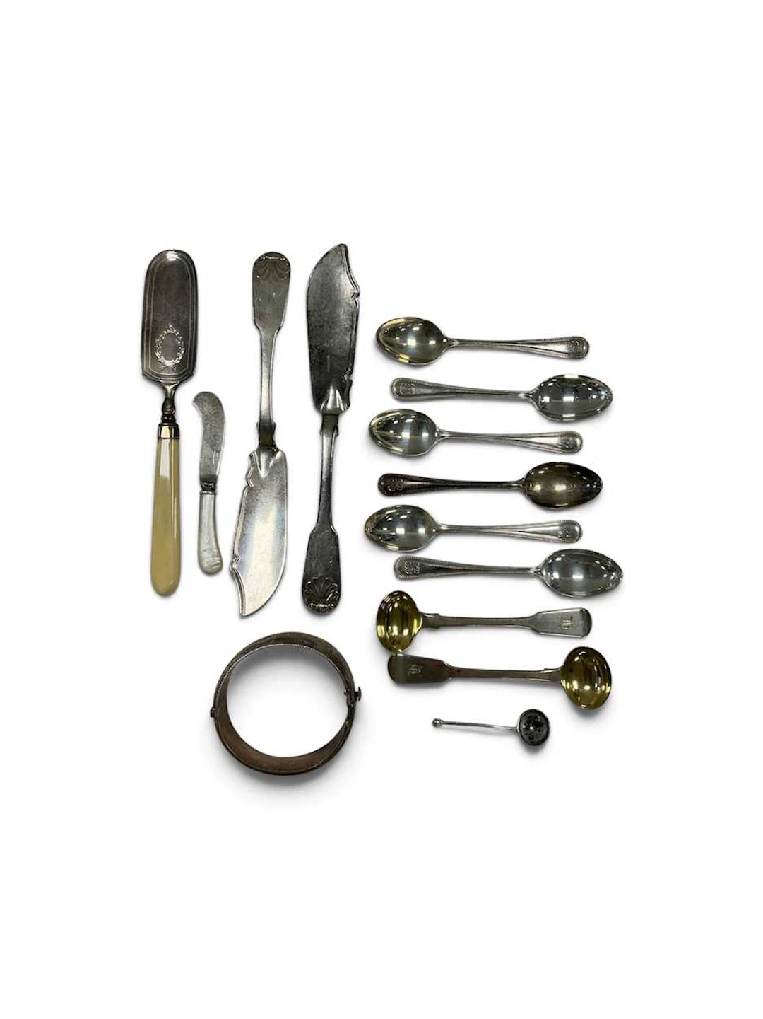 A set of six silver teaspoons